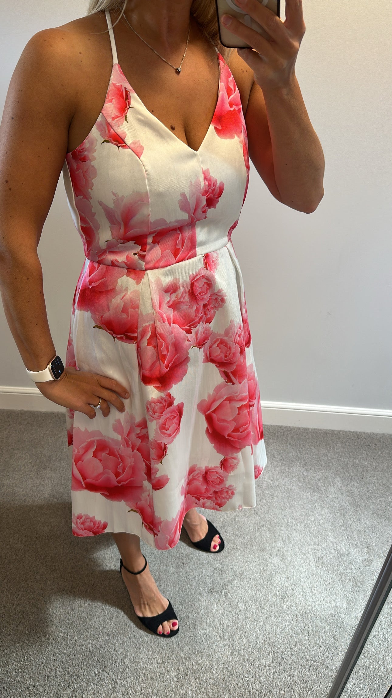 Luxe white and pink floral dress size 12
