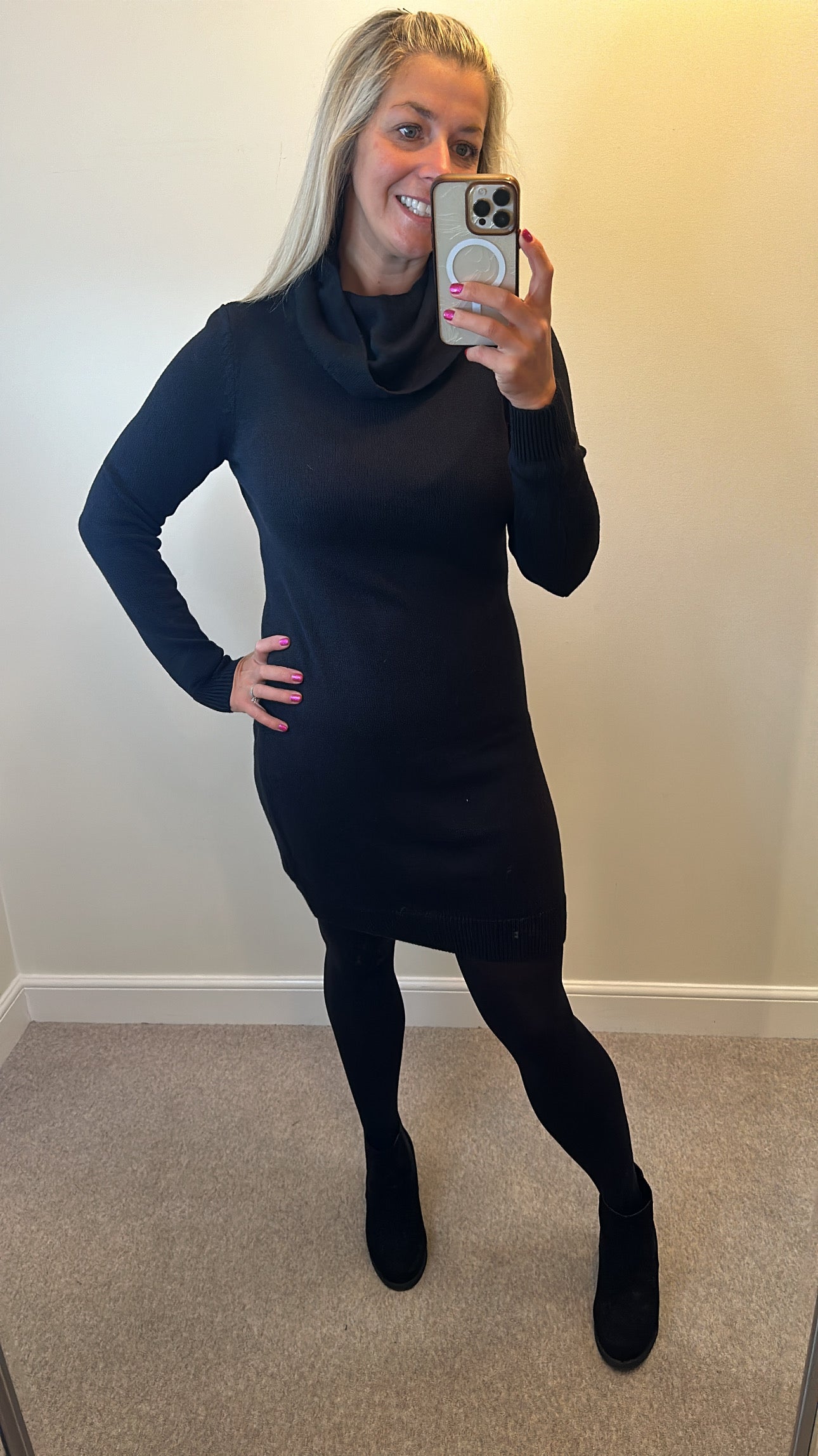 Bon Prix Collection black polo neck knit dress size M would fit upto size 14