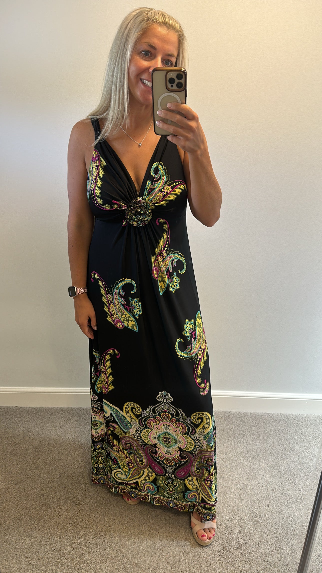 Wallis black paisley print dress size 16