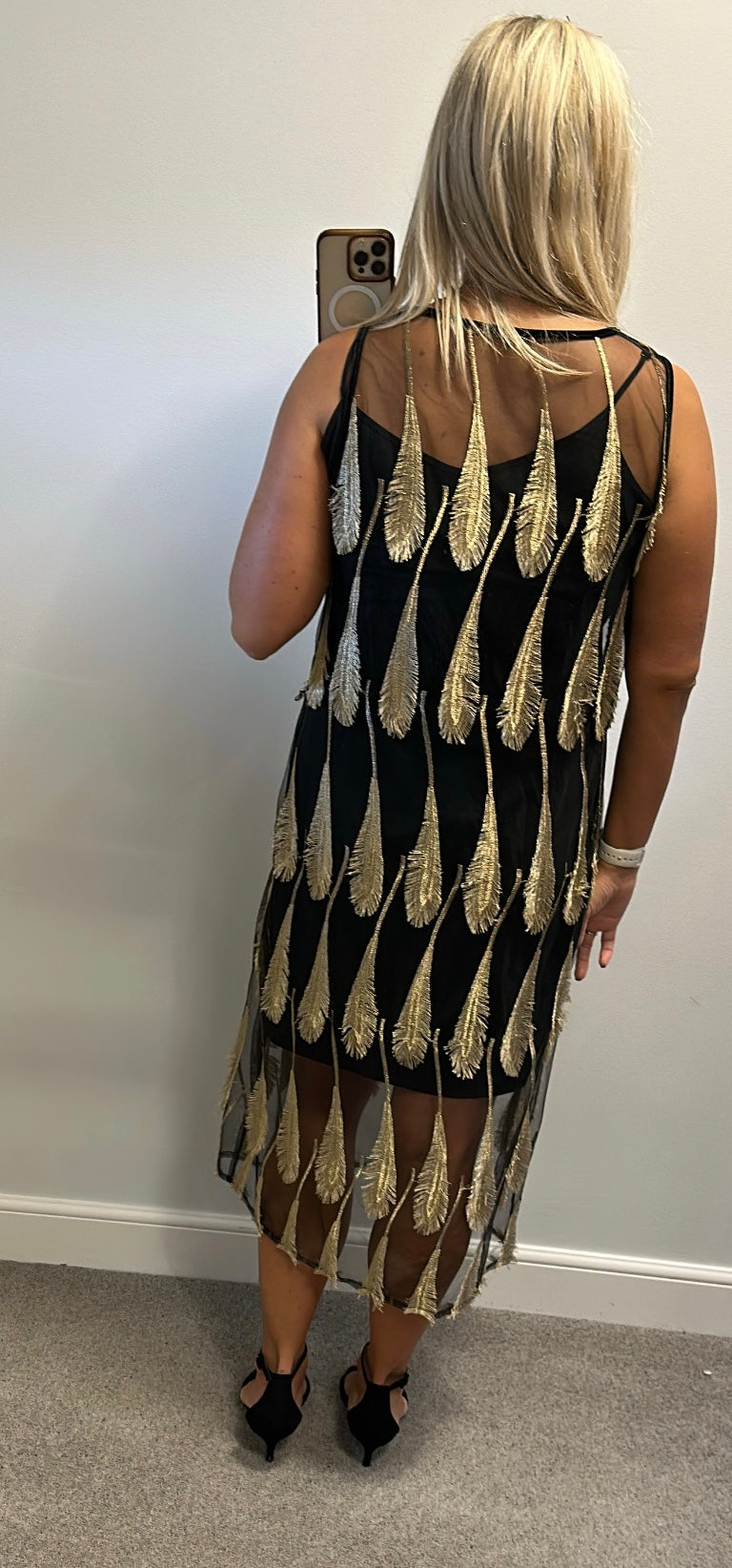Spotlight by warehouse black and gold leaf dress size 14
