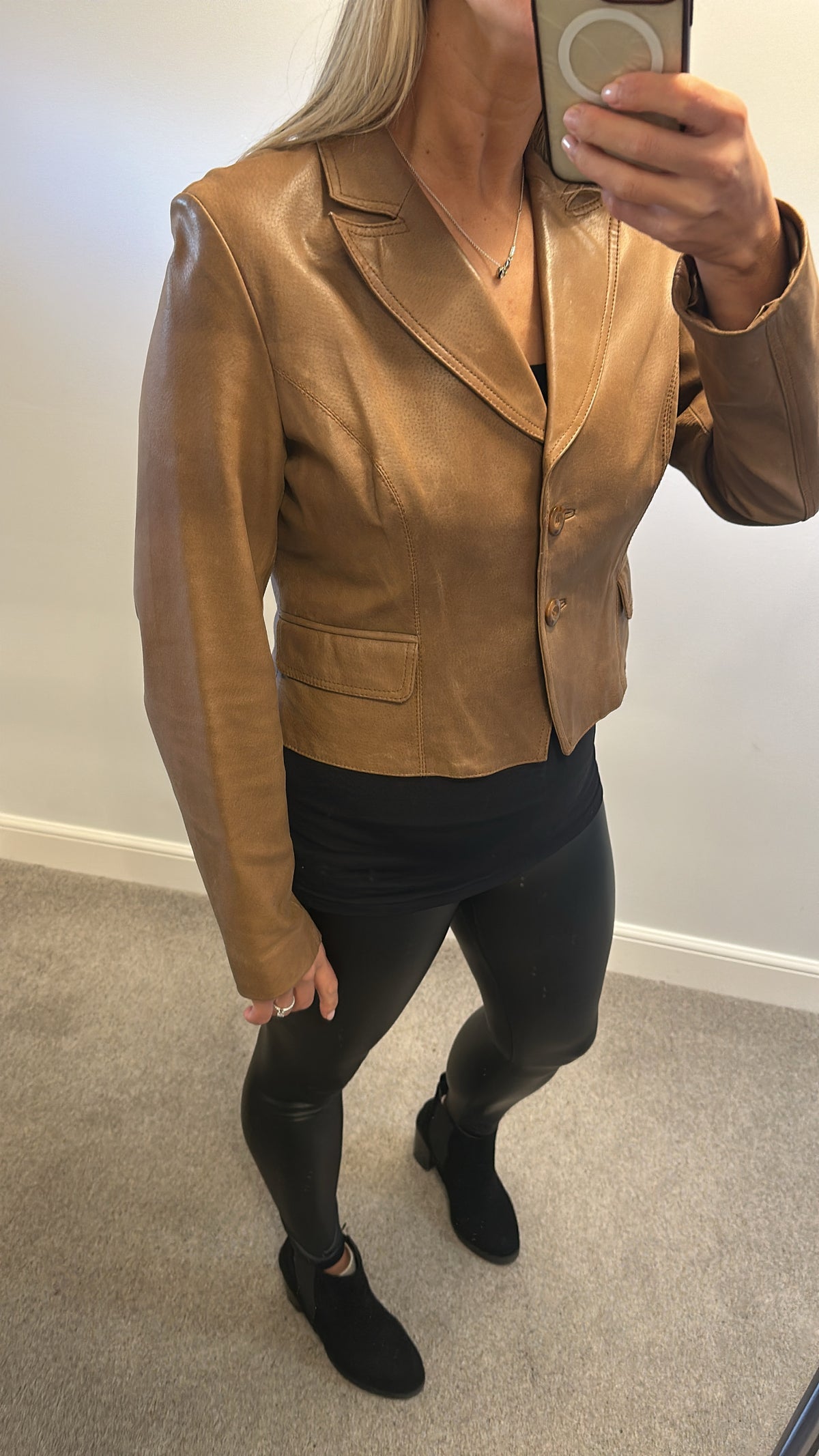 Wallace Sacks Vintage Brown 100% leather jacket small size 14