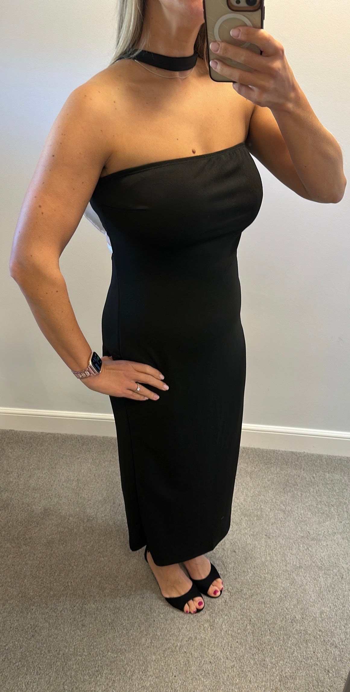 Black dress with bow detailed back size 14