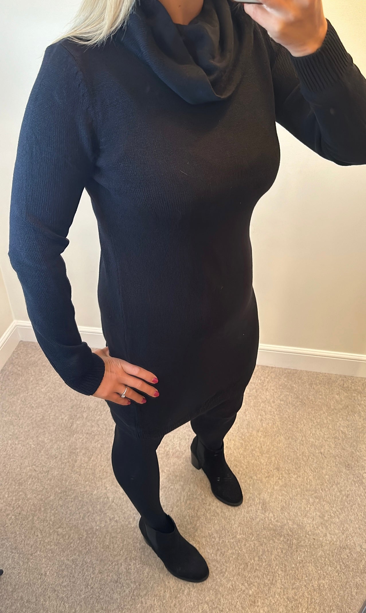 Bon Prix Collection black polo neck knit dress size M would fit upto size 14