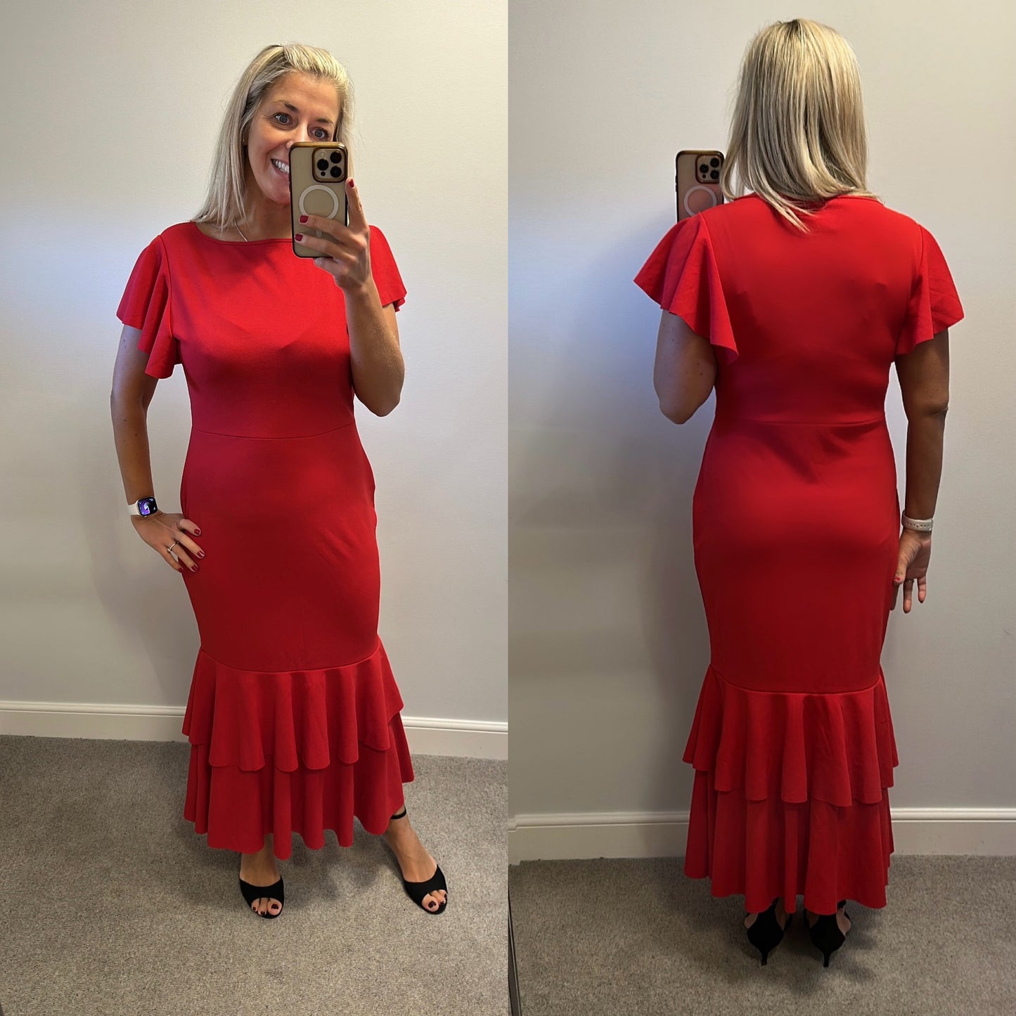 Red long evening dress size 16