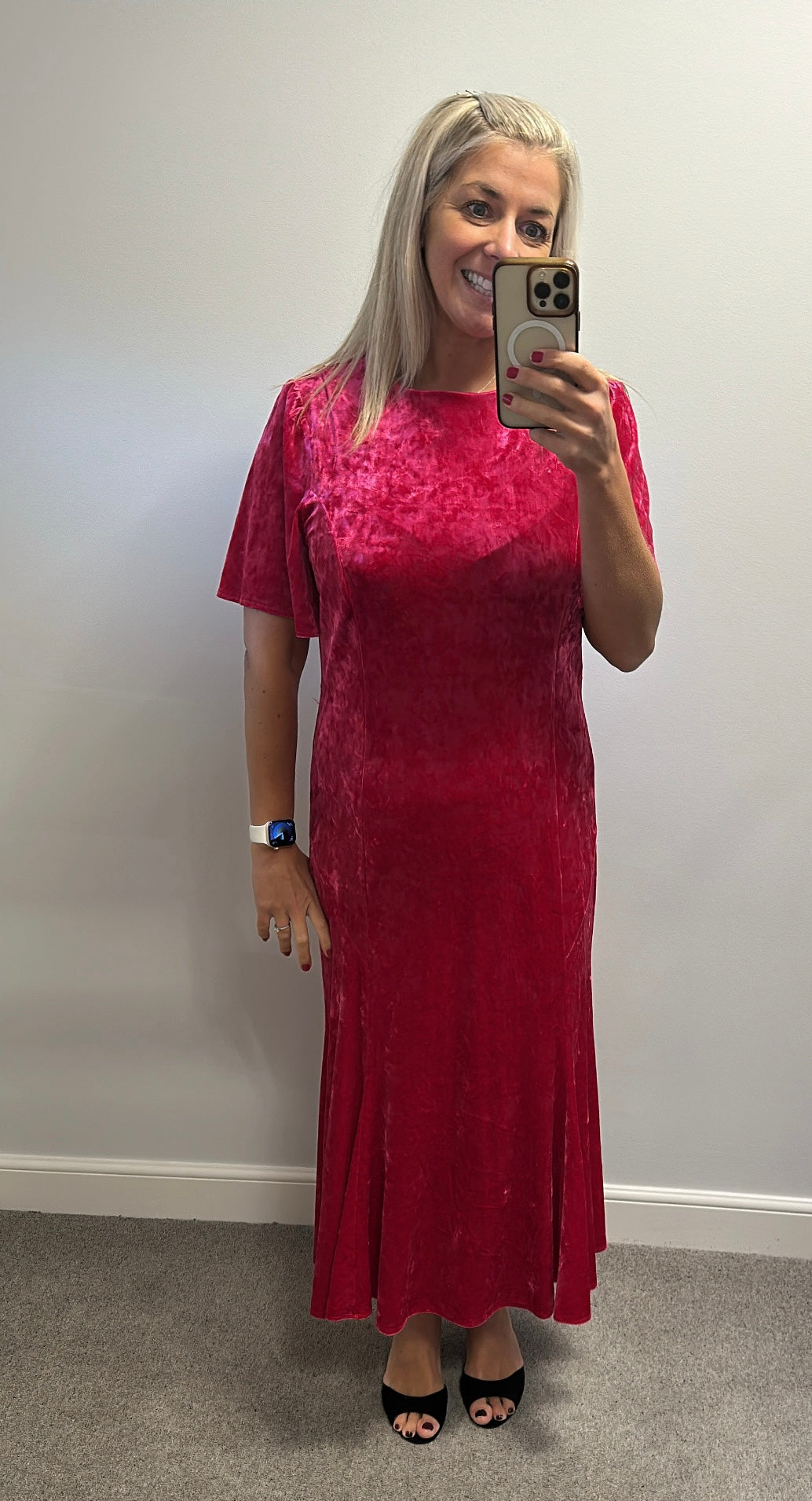 Topshop pink velvet dress size 16