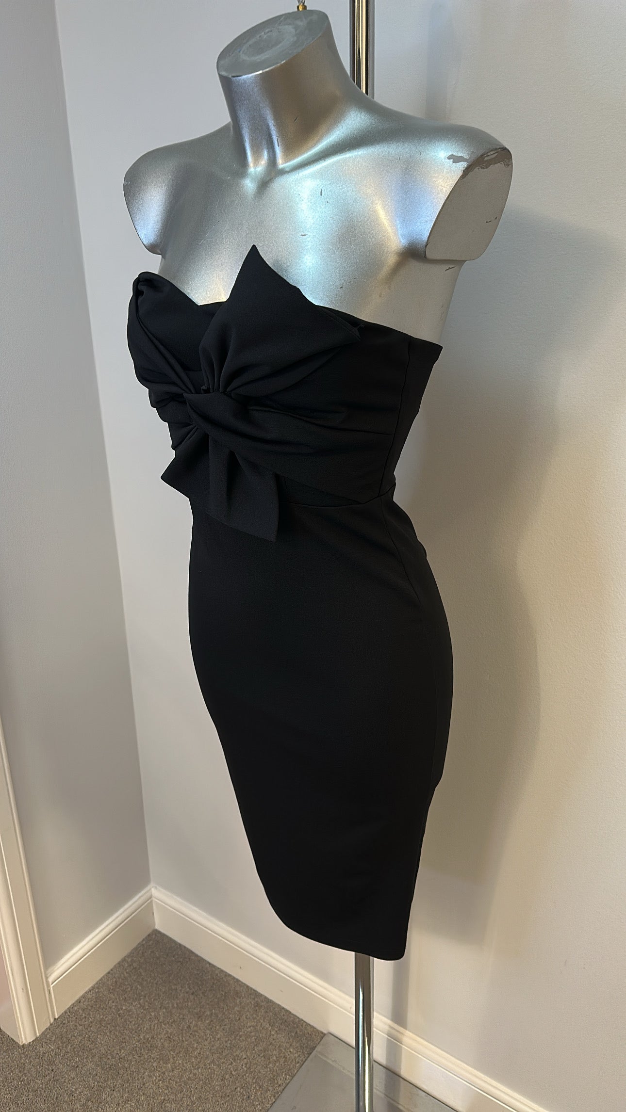 Pink boutique black bow bandeau dress size 8