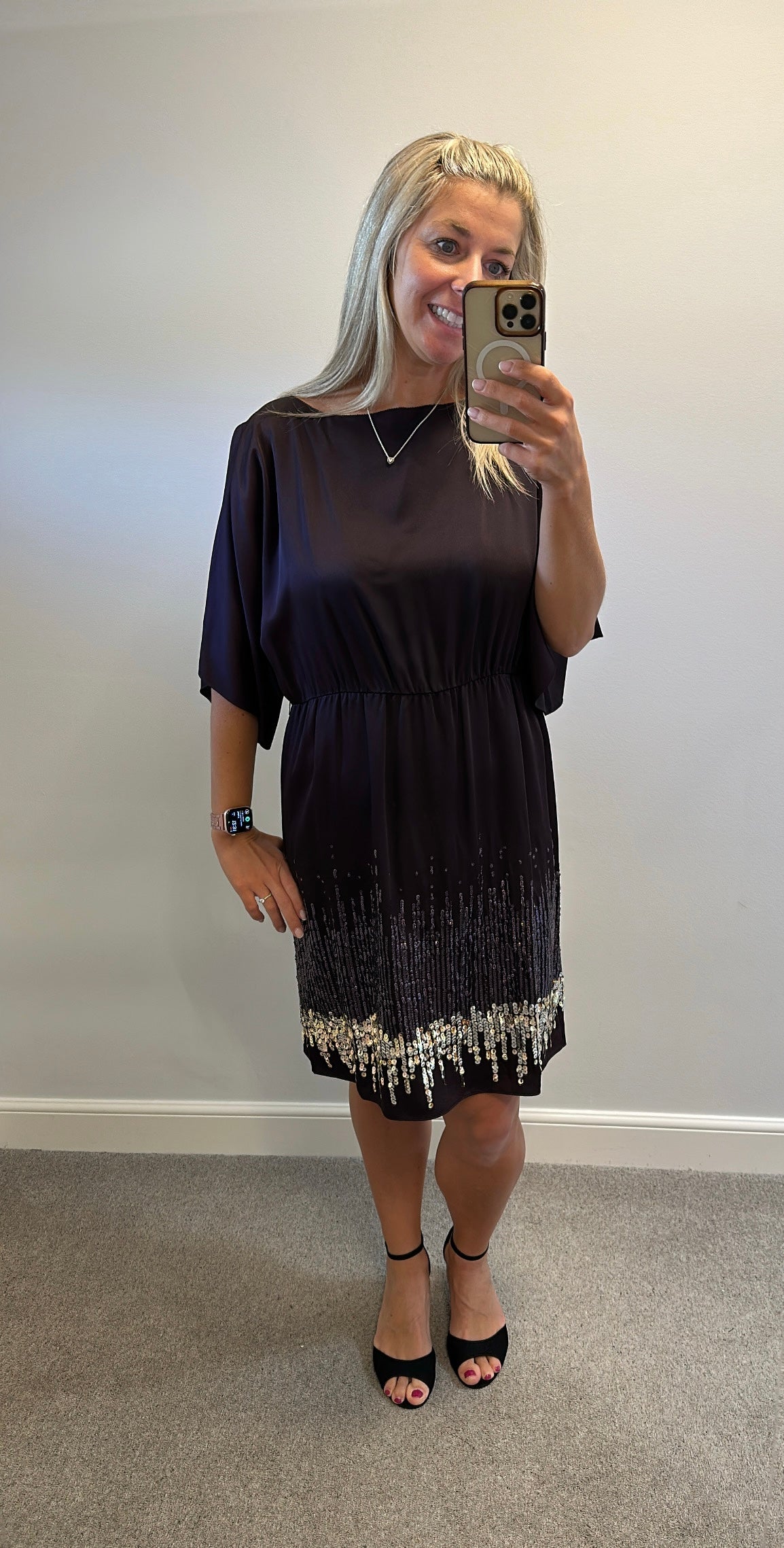Monsoon Deep purple sequin dress size 16