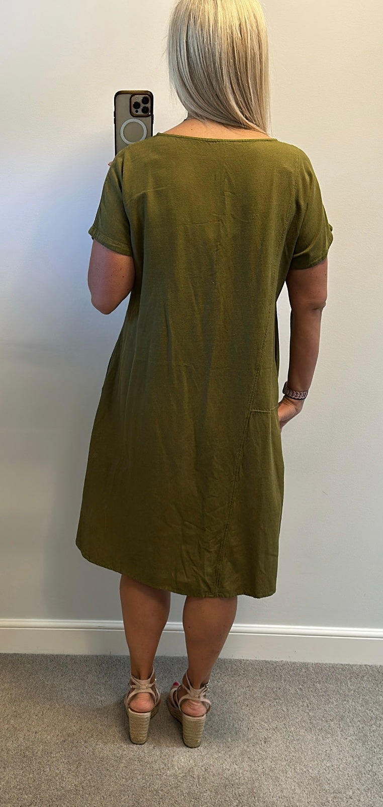 Viz a viz khaki green dress one size fitting upto size 16
