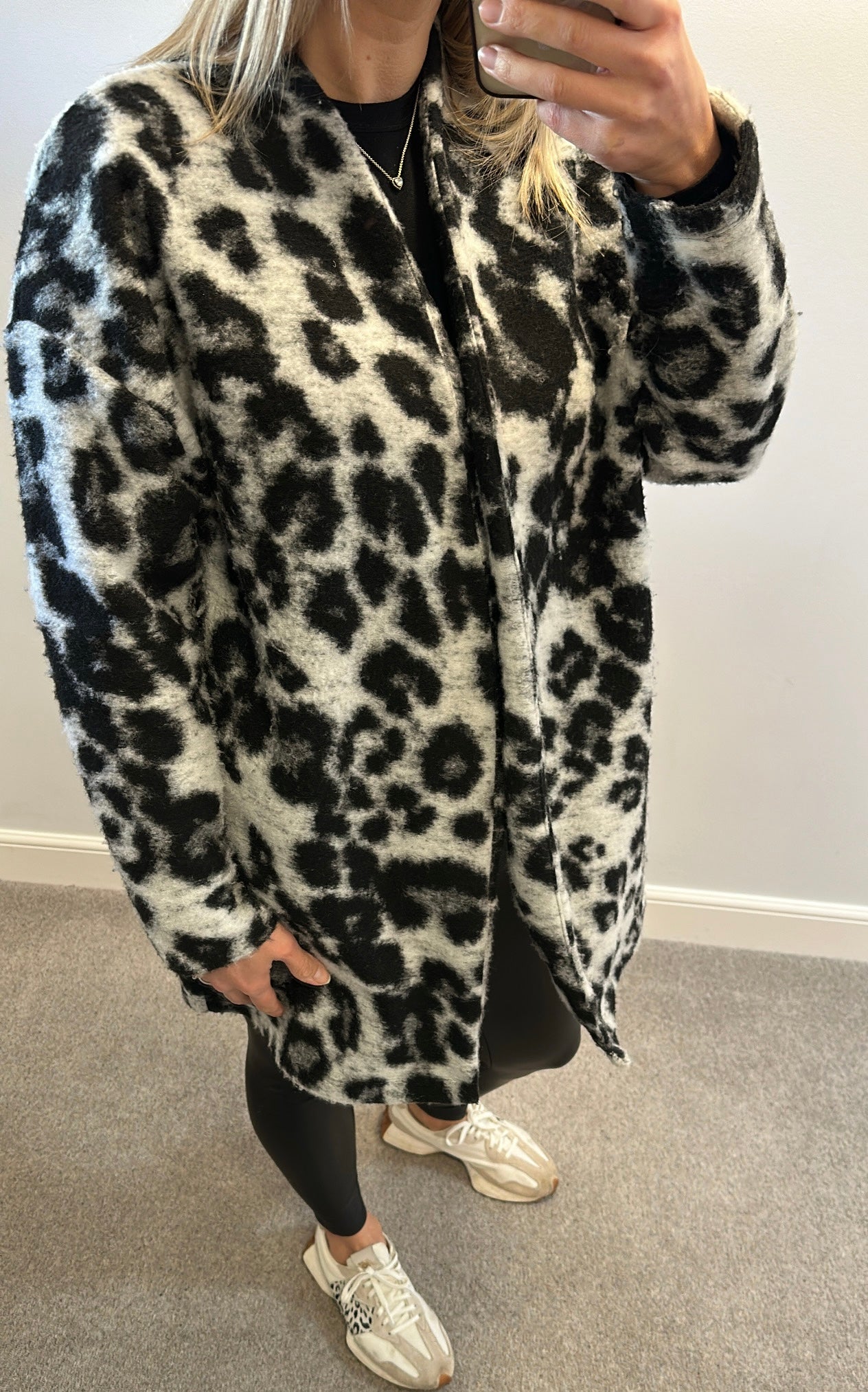M&S collection grey and black print cosy cardigan size 16