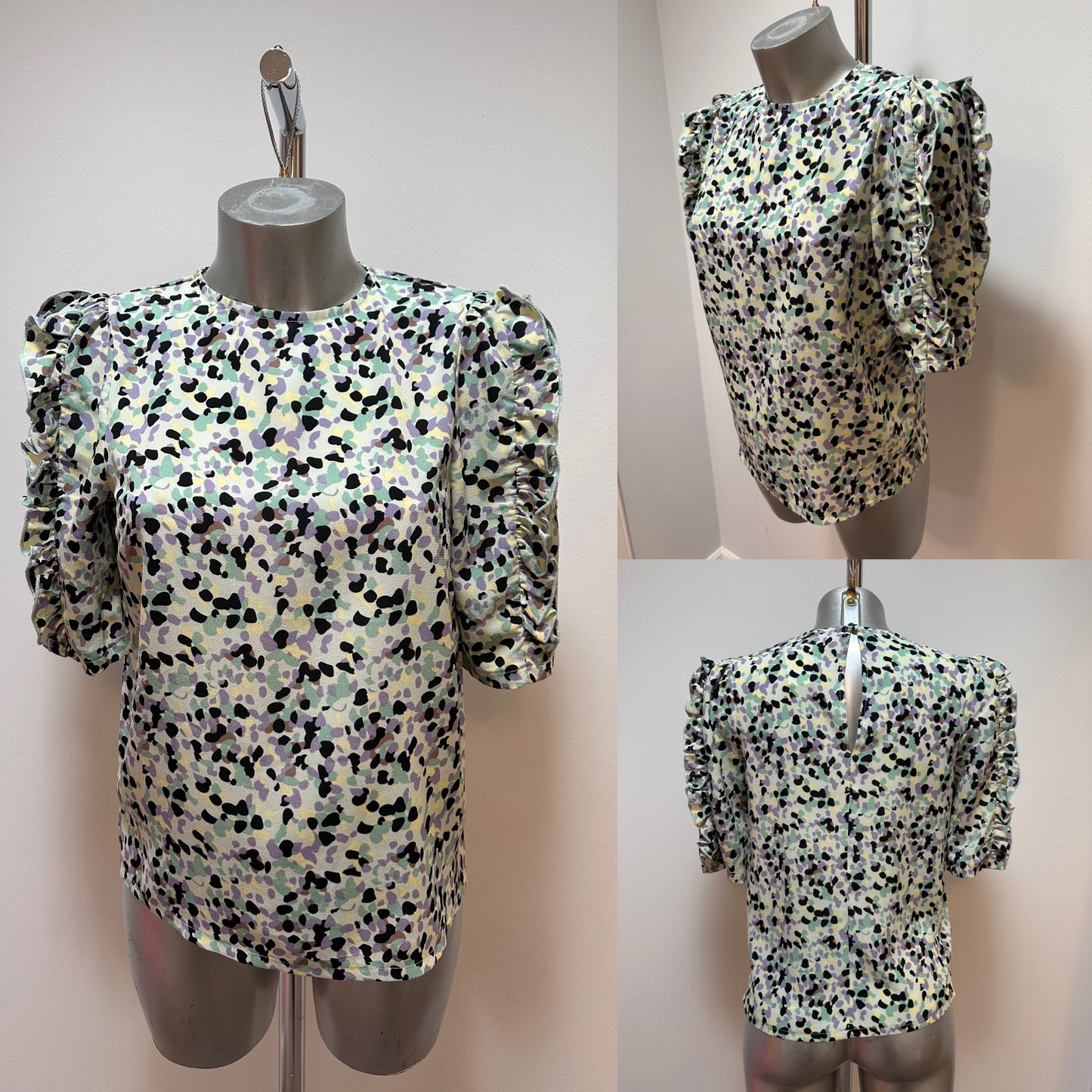 Girl in Mind colourful blouse with frill sleeves size 8