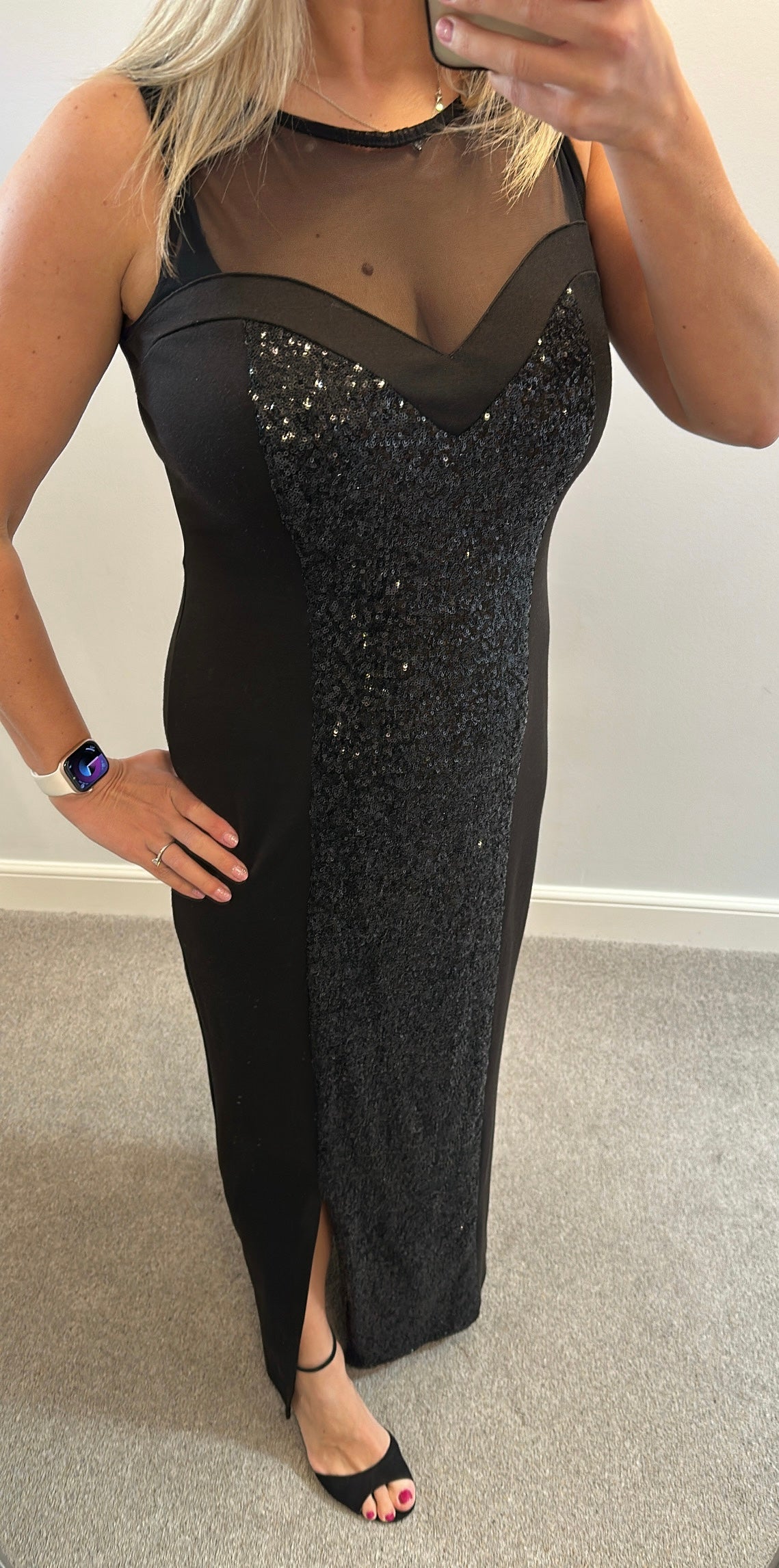 Love label black sequin evening dress size 16
