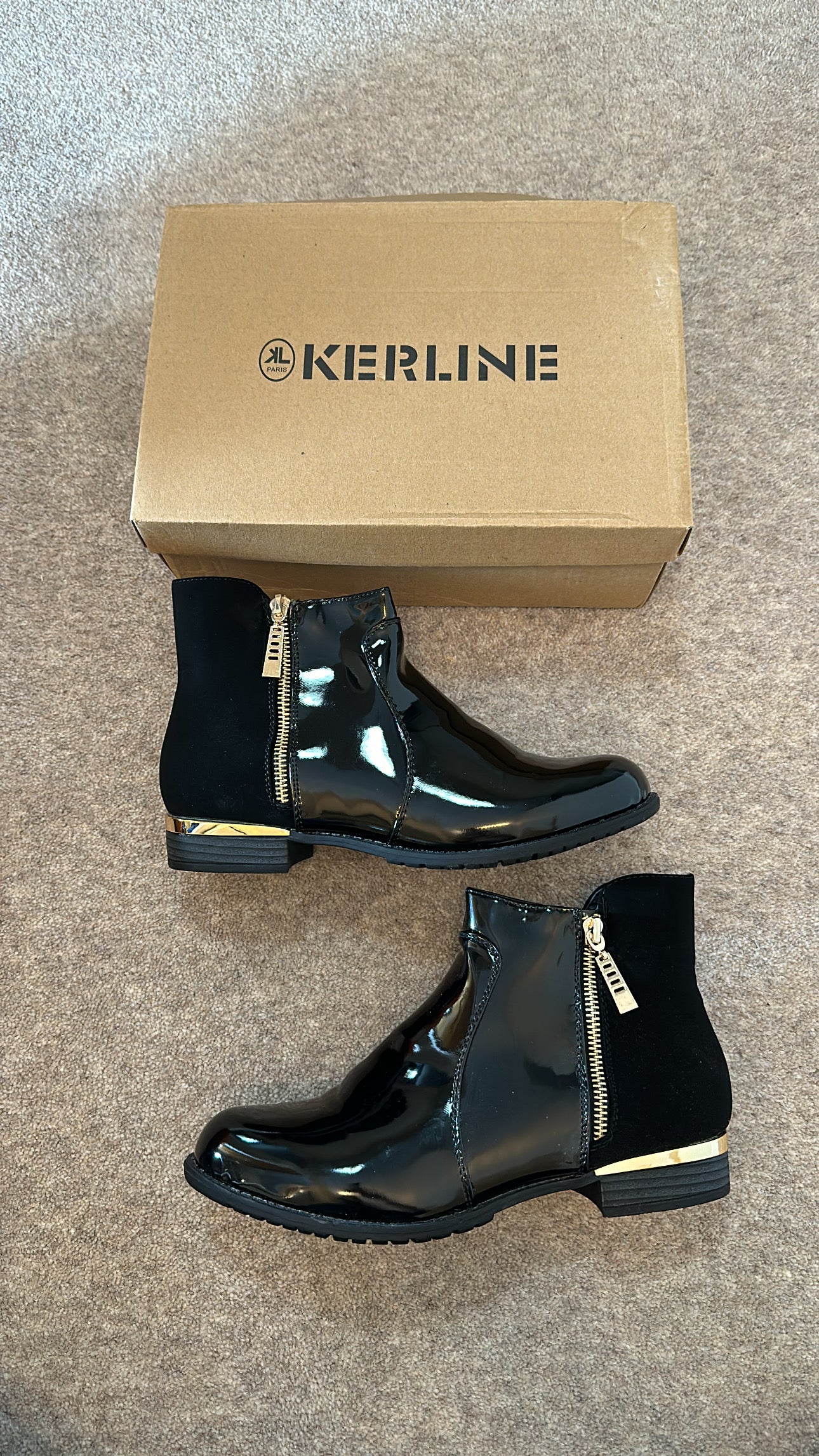 Kerline black patent boots size 6 brand new