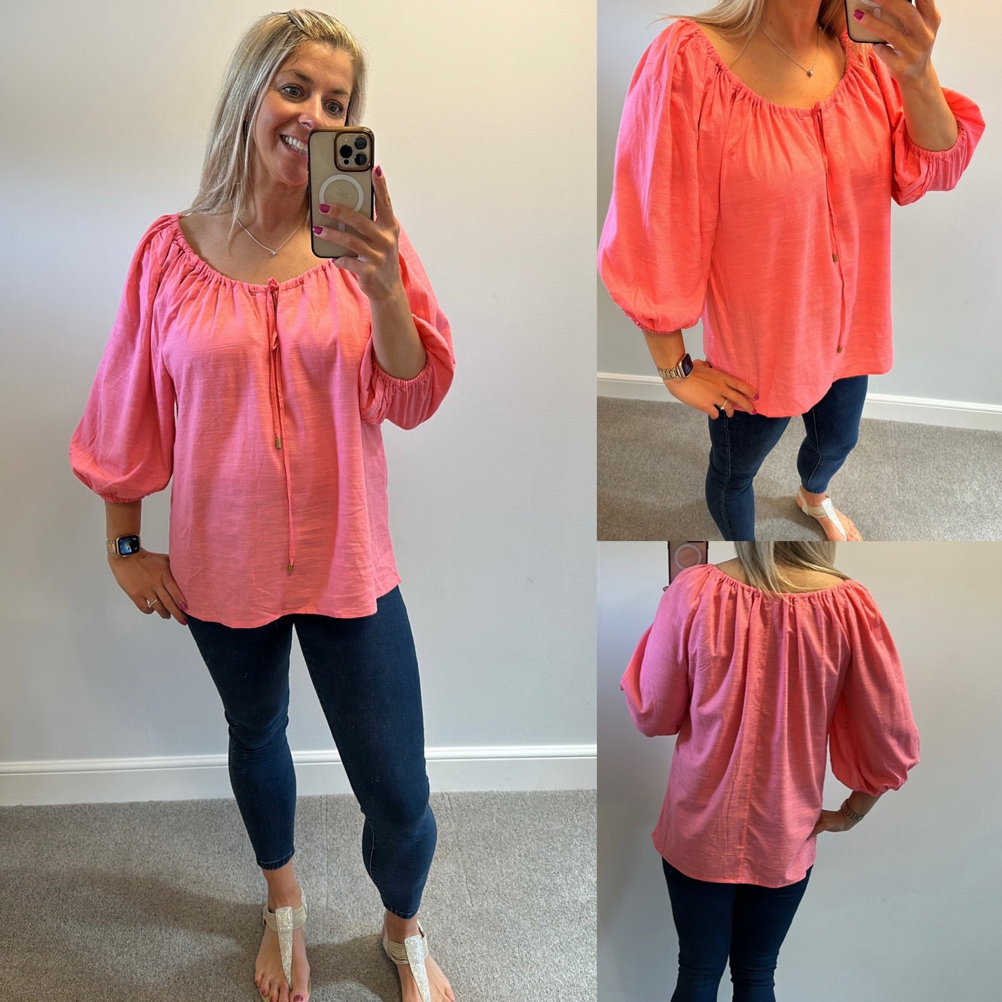 River island pink top size M would fit upto size 16