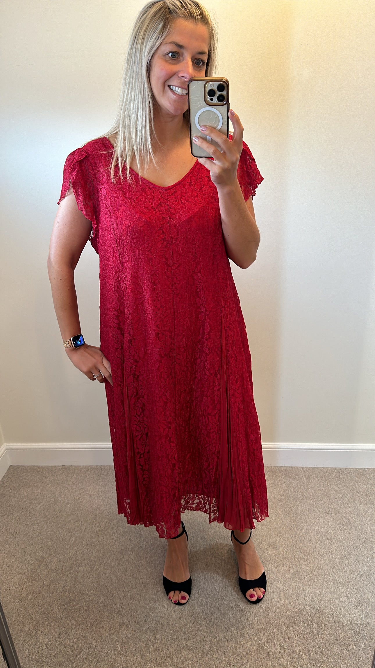 Changes by together red lace dress size 22