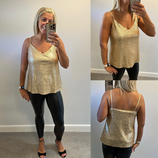 F&F gold sequin top size 10
