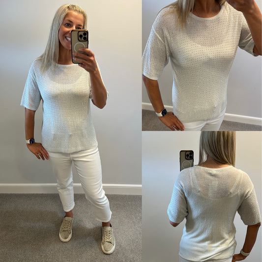 River island silver embellished knit top size 10 brand new with tags