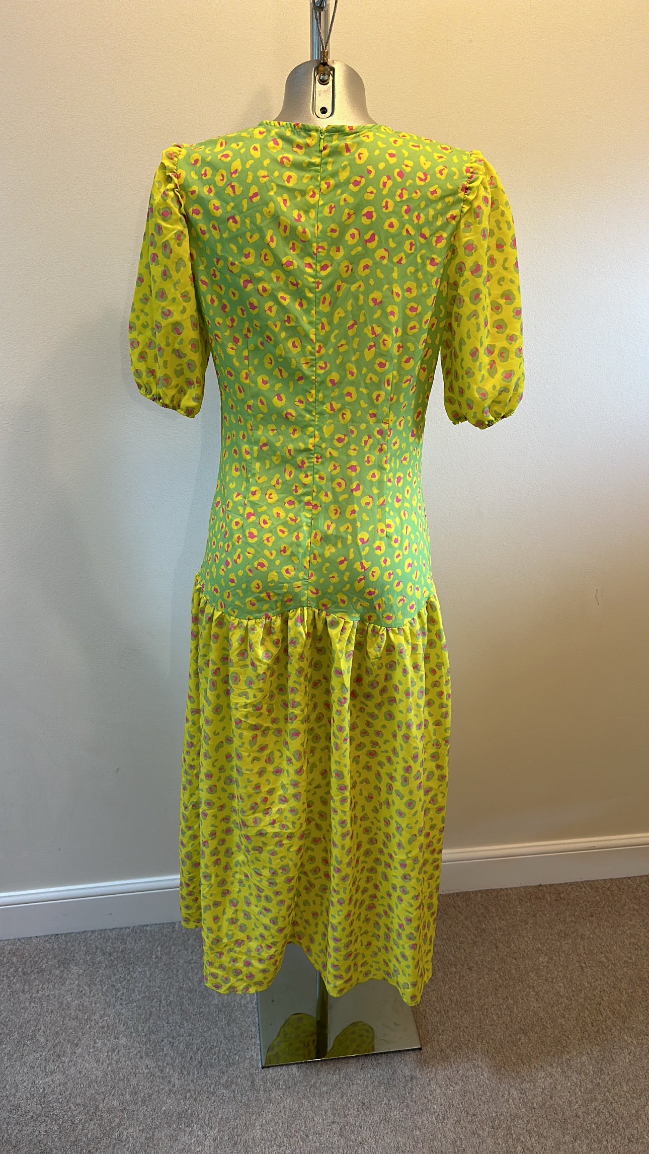 Never fully dressed yellow / green print dress size 12