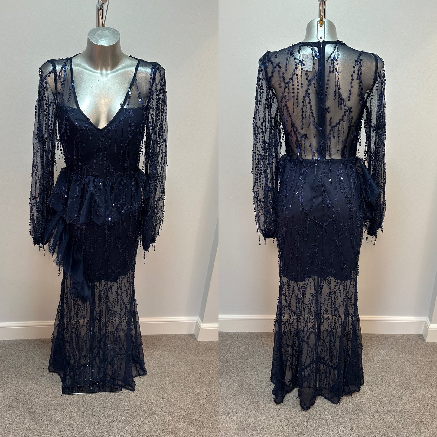 Giffniseti navy sequin evening dress size M would fit upto size 10