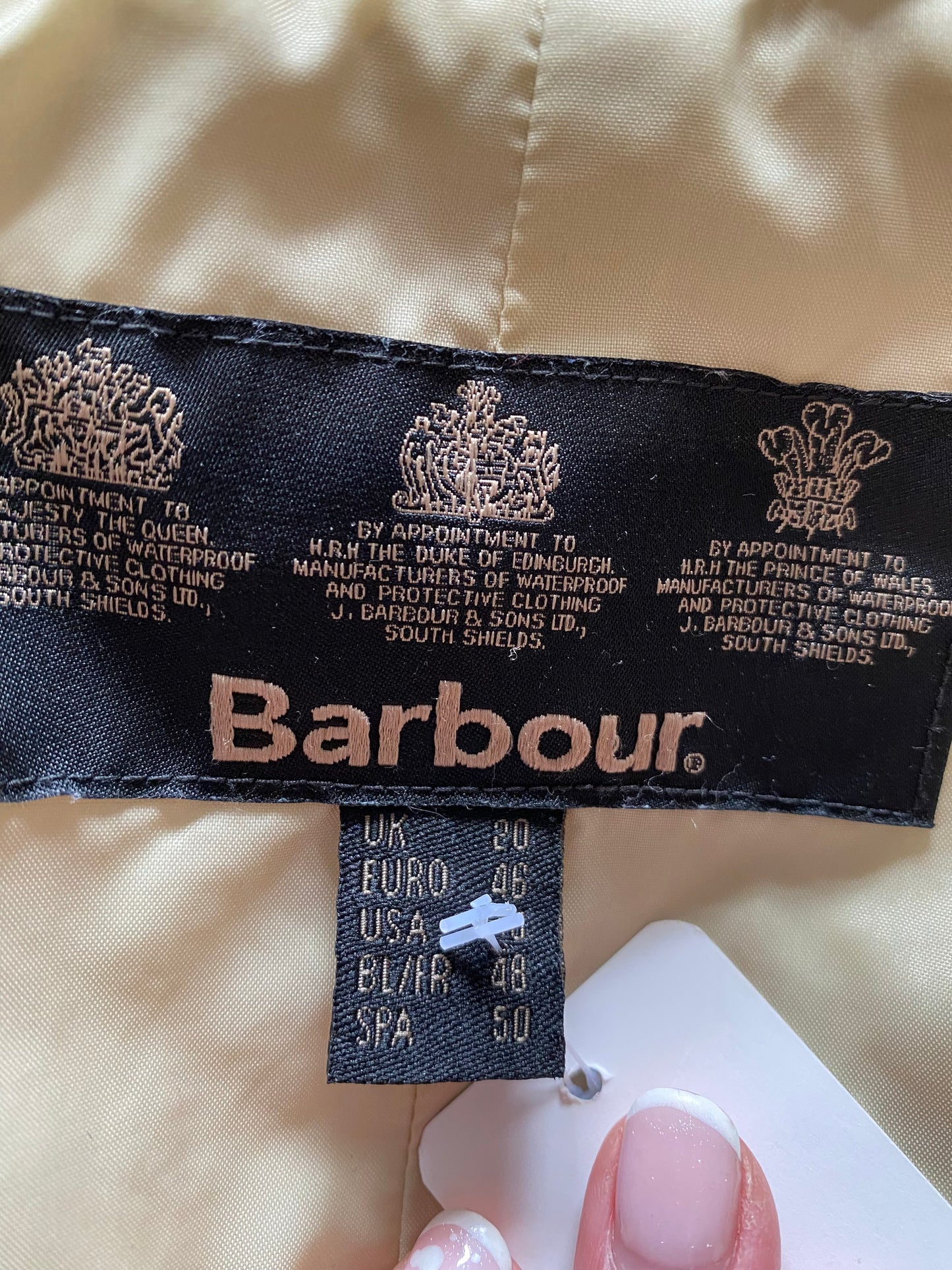 Barbour cream quilted jacket size 20