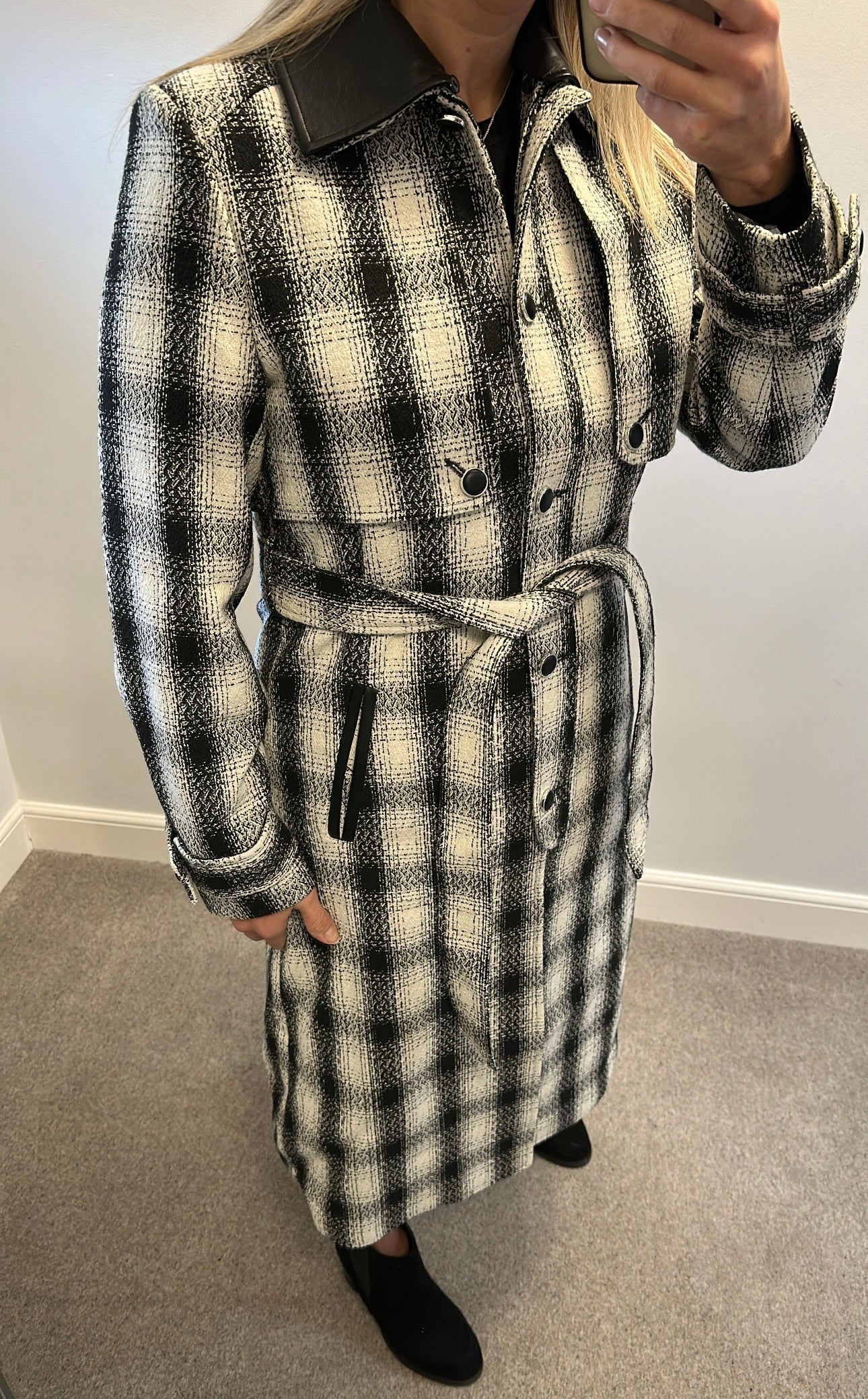 W by Wallis collection Check Contrast Collar Trench Coat