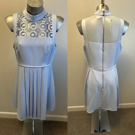 Ted Baker baby blue embroidered dress size 3 (uk 12)