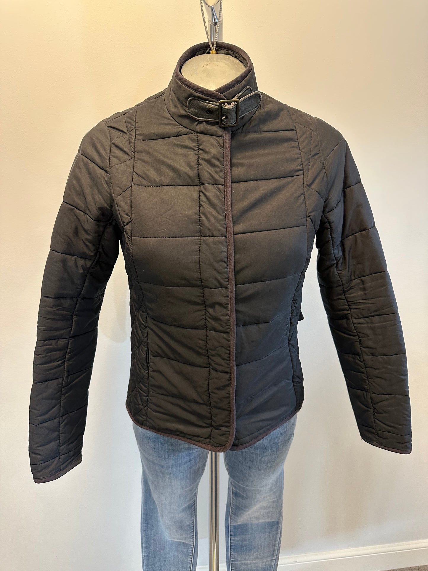 Barbour black quilted button jacket size 8