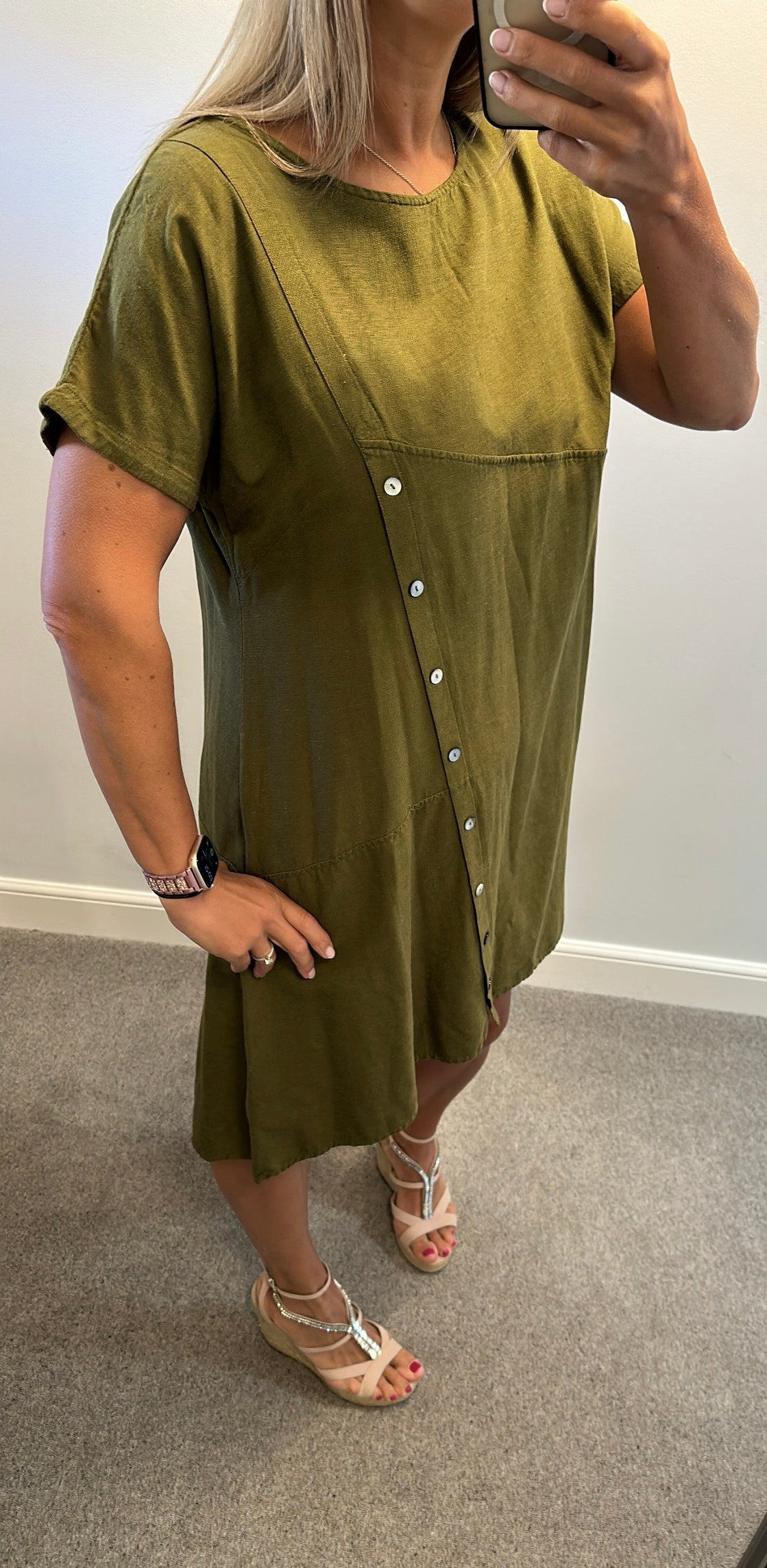 Viz a viz khaki green dress one size fitting upto size 16