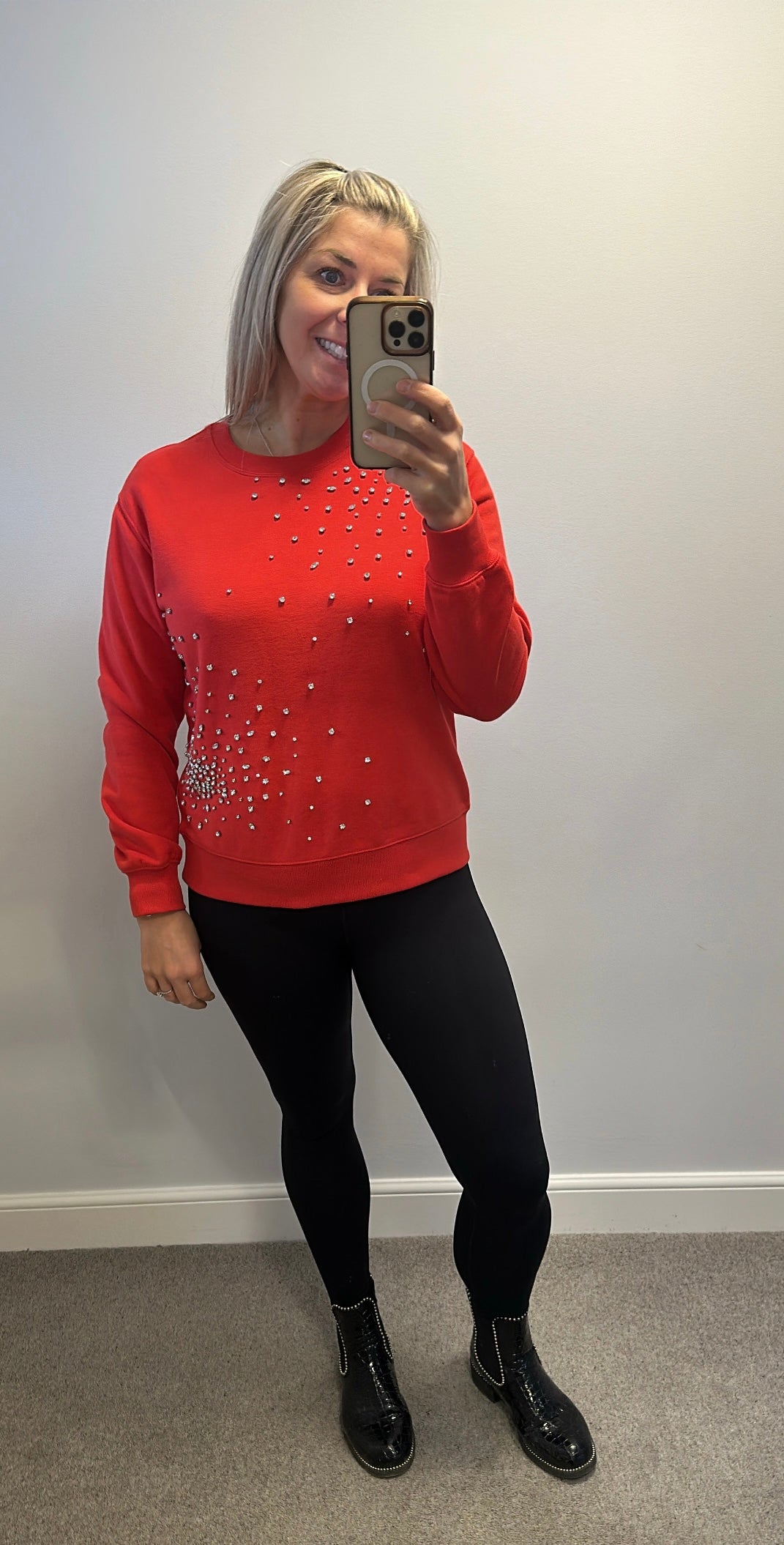 M&S red embellished jumper size S would fit upto size 12