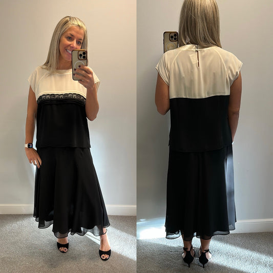 Jacques vert cream and black lace top and skirt size 18 brand new with tags