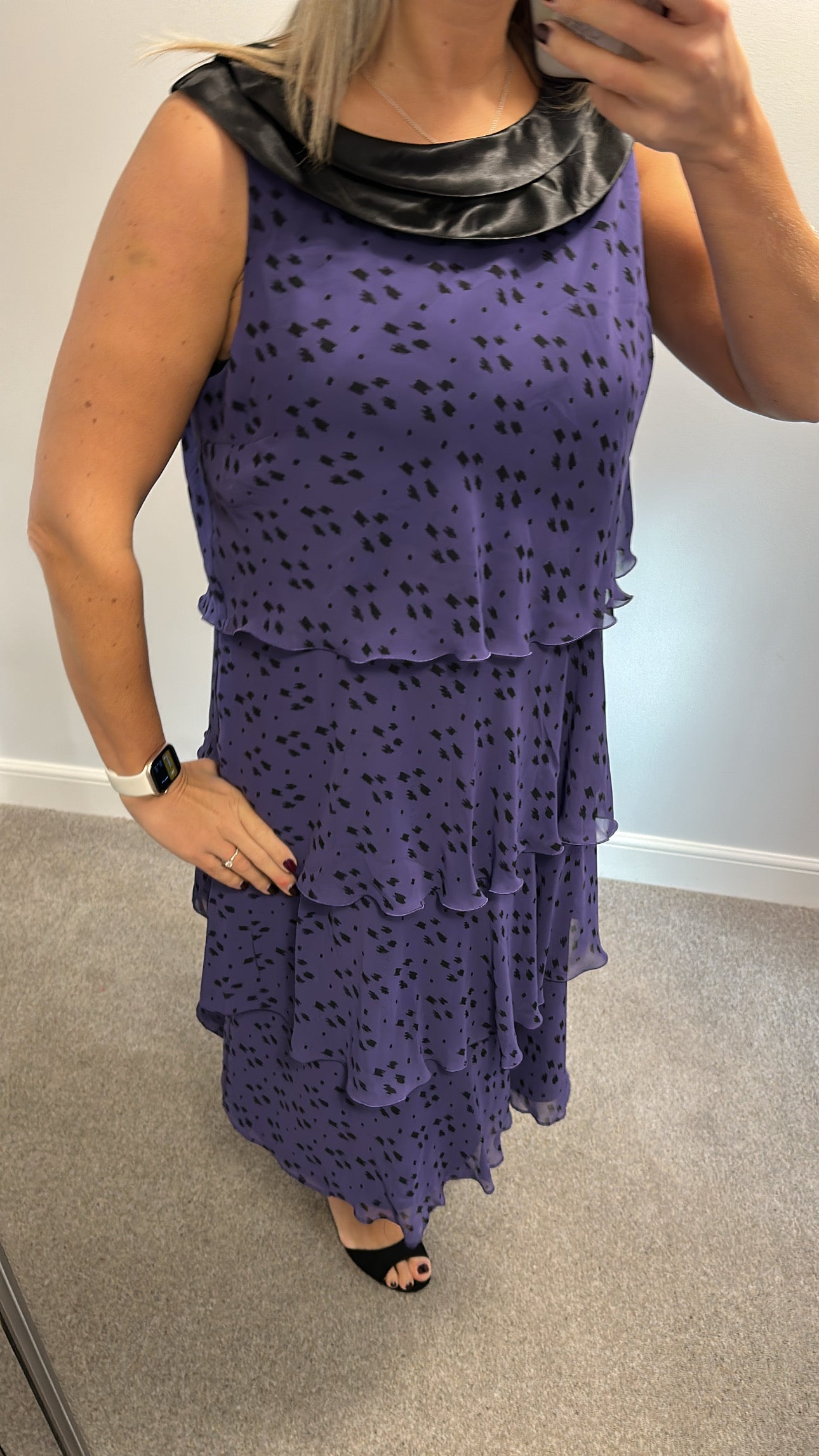 Jacques vert purple and black tiered dress size 18