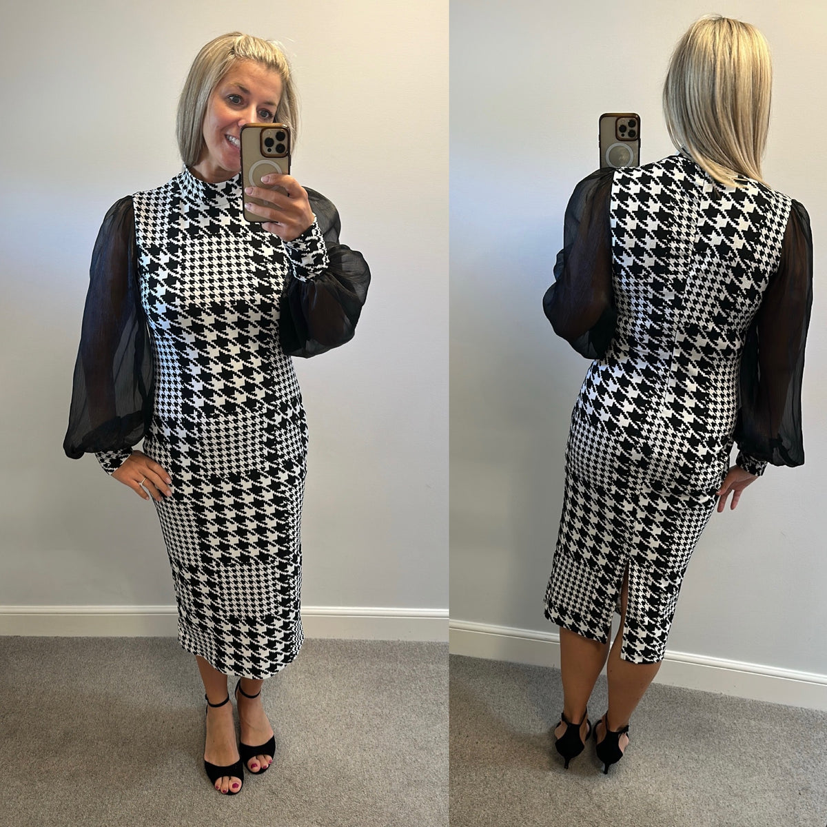 Black dog tooth dress size 14