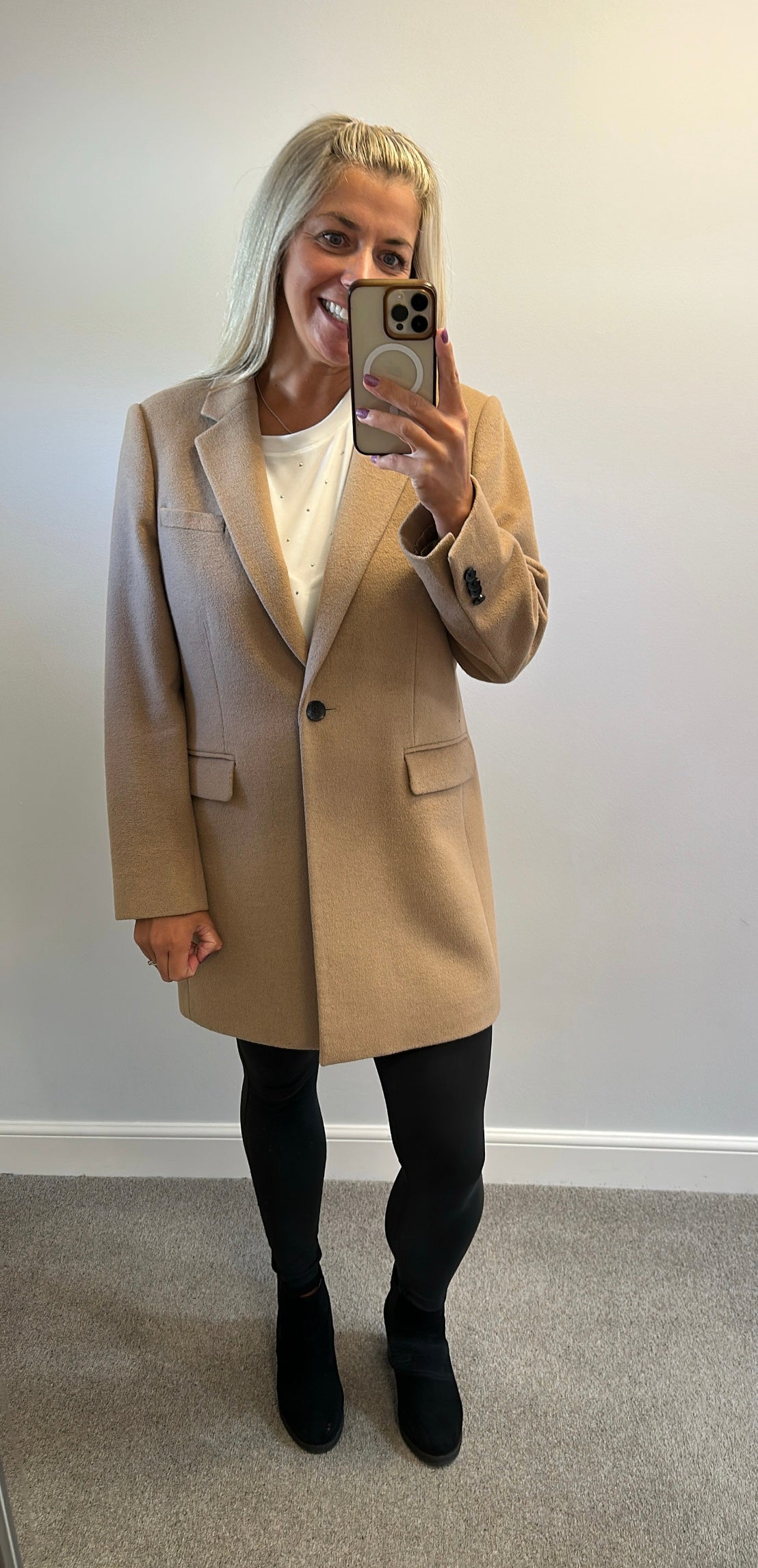 Hobbs tan wool coat size 16