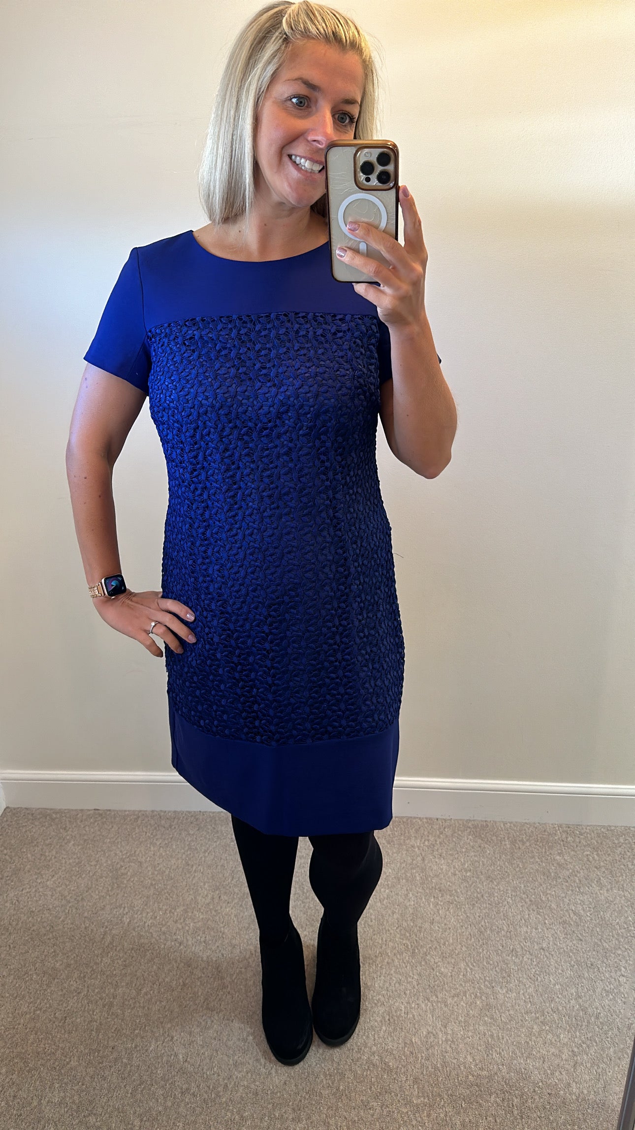 Autograph royal blue lace dress size 16