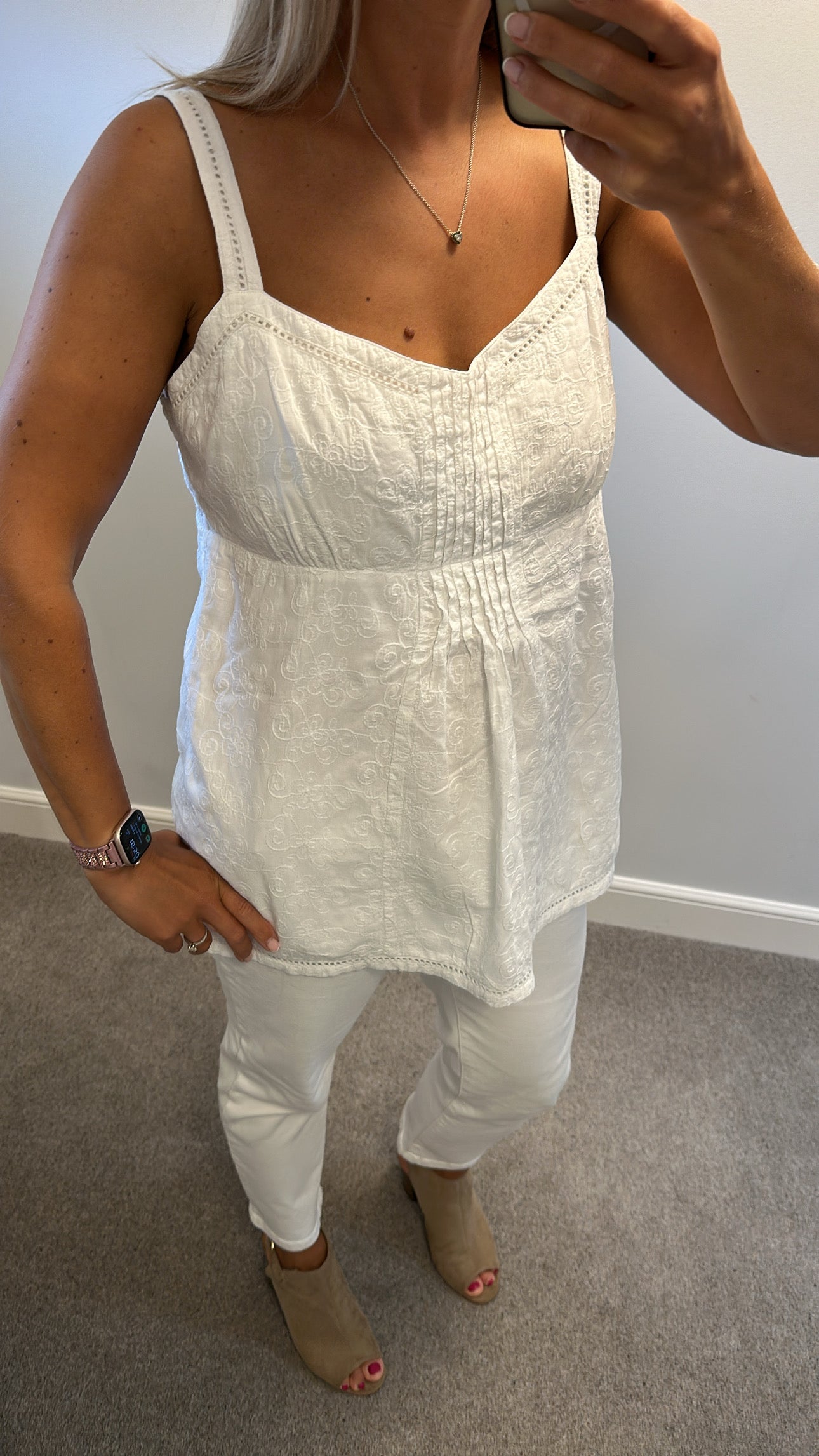 Fat Face white embroidered top size 18