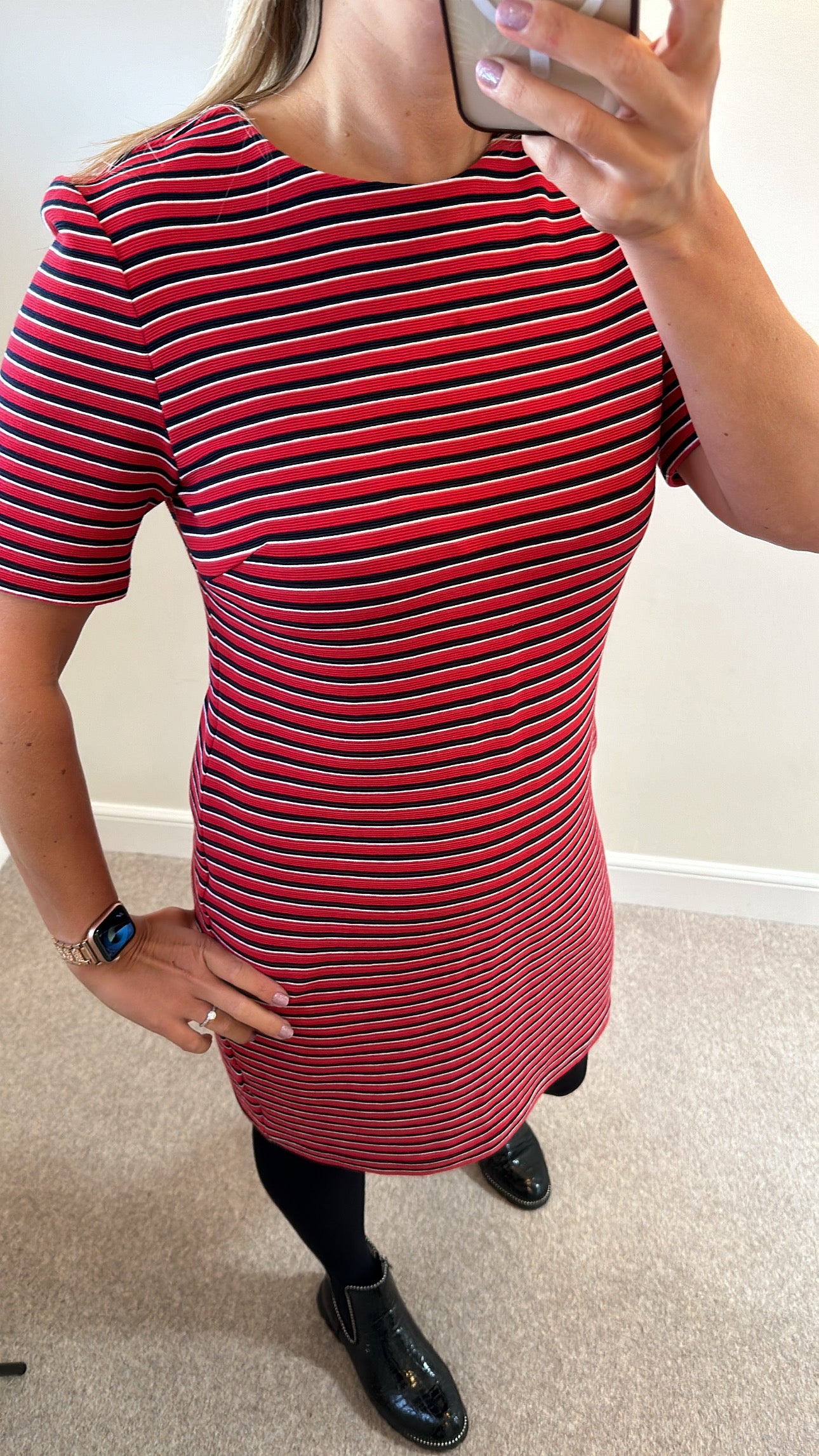 M&S red stripe dress size 14