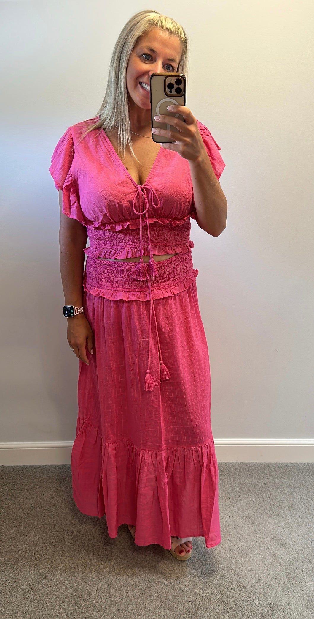 F&F pink top and skirt 2 piece outfit size L would fit upto size 14