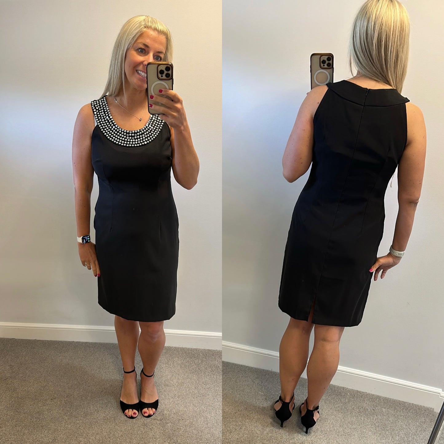 Connected apparel Black embellished dress size 12