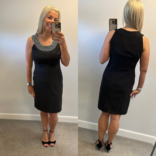 Connected apparel Black embellished dress size 12