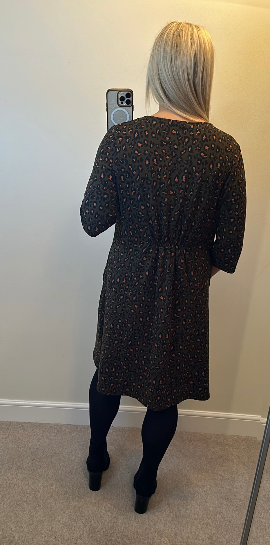 Izabel London khaki animal print dress size 12 (oversized would fit upto size 14)