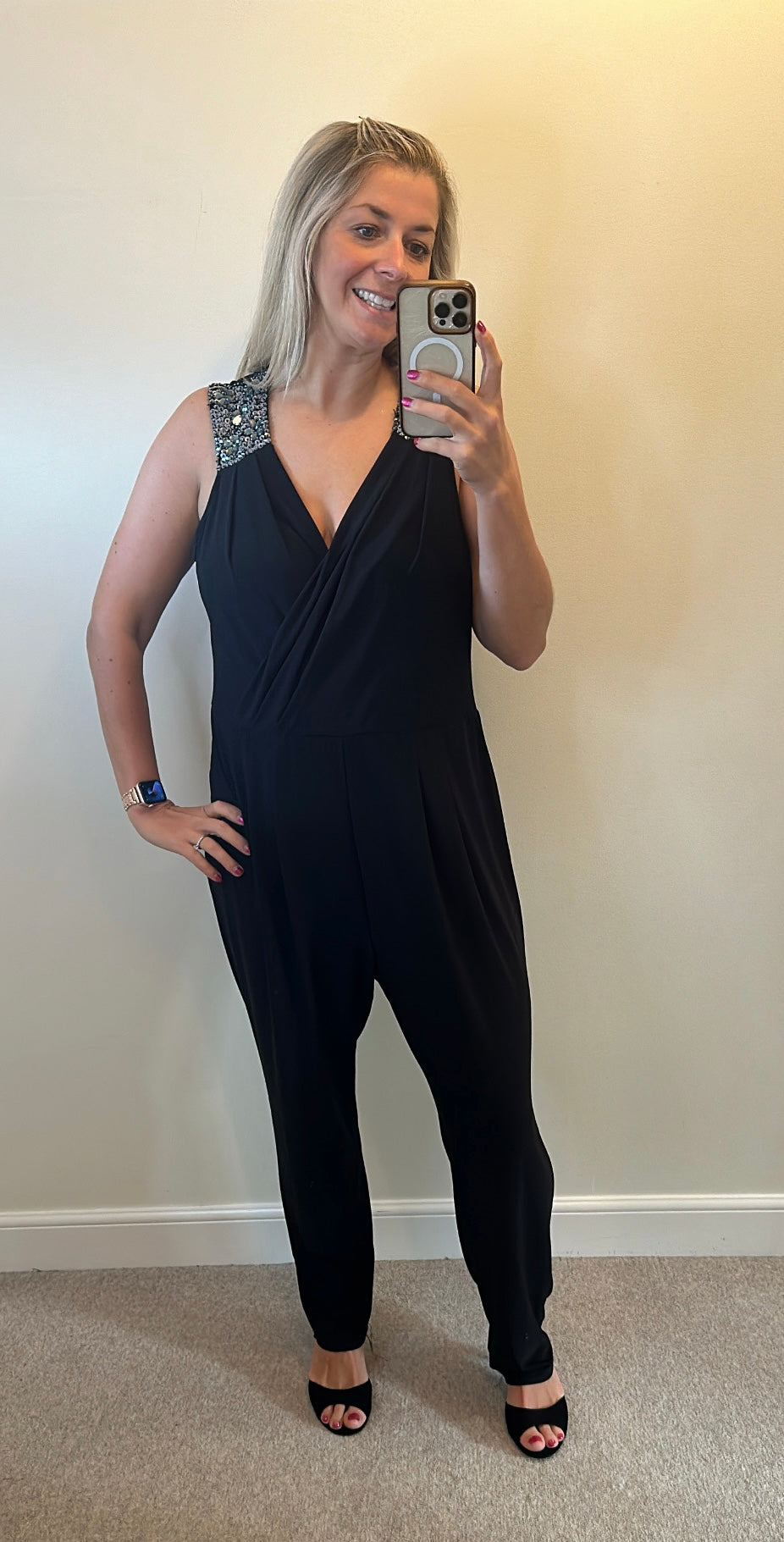 George black sequin jumpsuit size 20