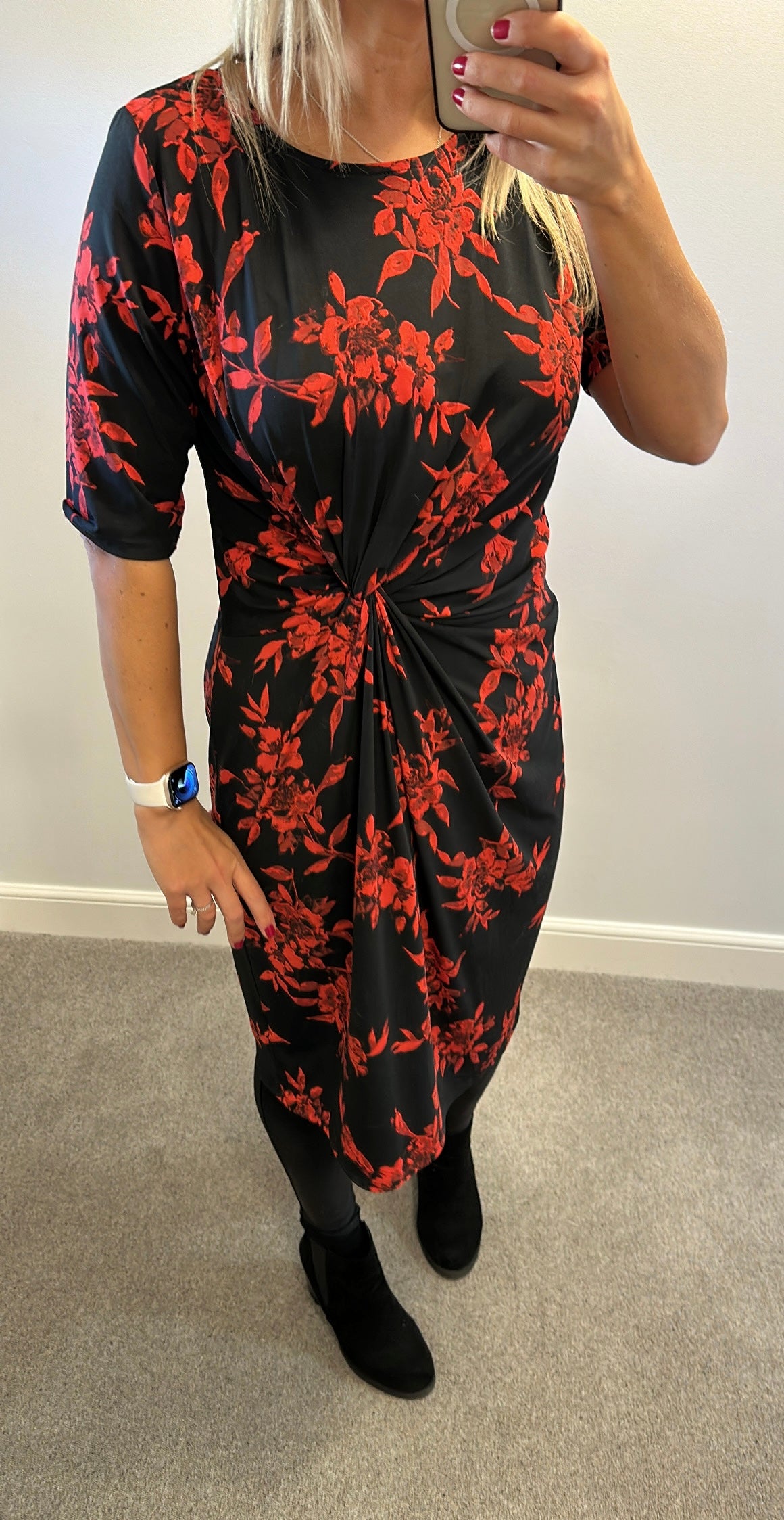 Anthology black and red floral dress size 16