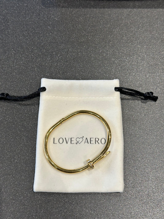 Love aero nail cuff rhinestone gold bracelet brand new without tags