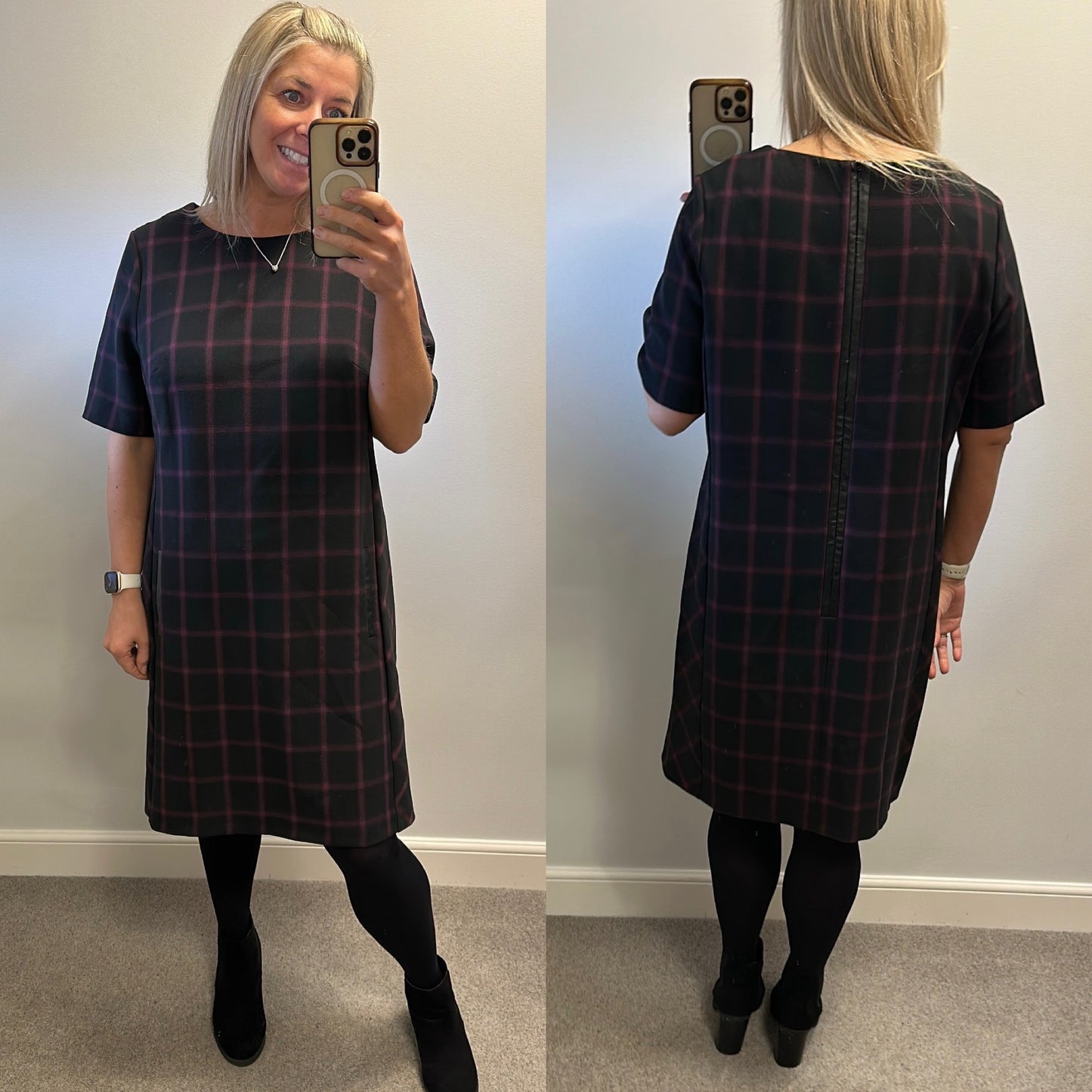 The collection Black and purple checked tartan dress size 18