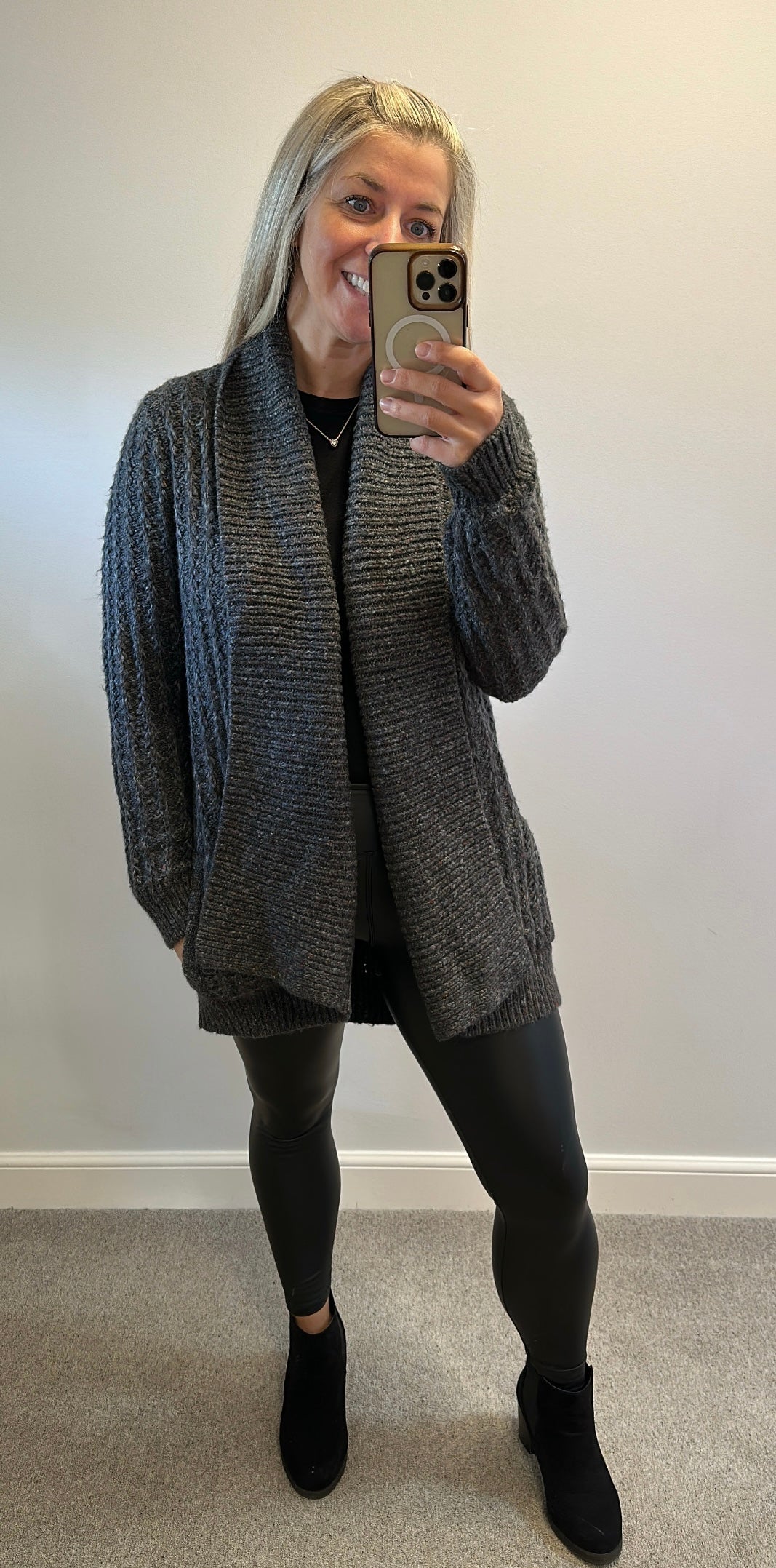 Fat face grey knit cotton cardigan size 18