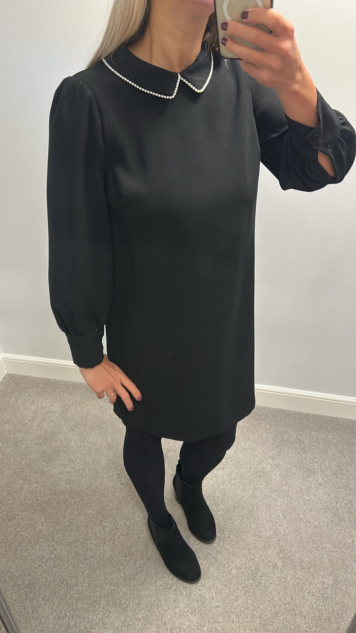 Marks and Spencer’s black pearl collar dress size 12 petite