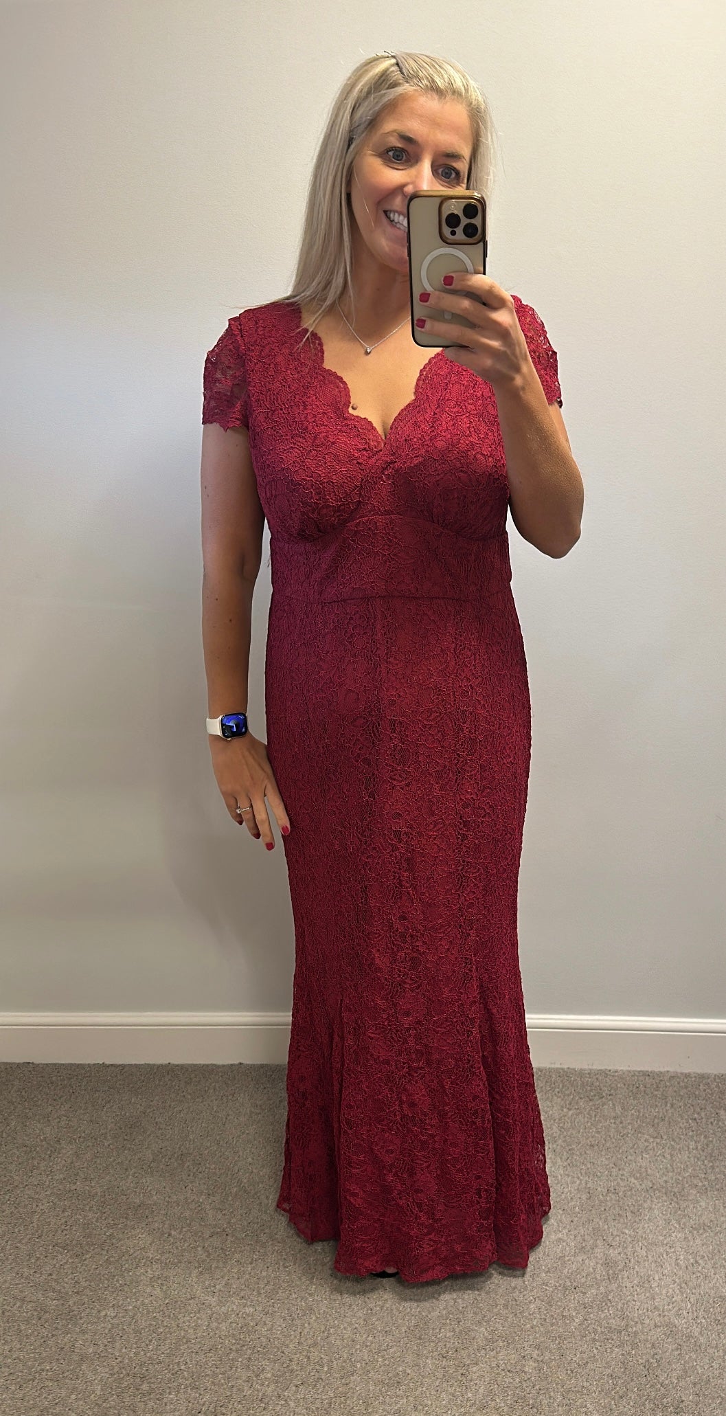 Ariella deep red lace evening dress size 18