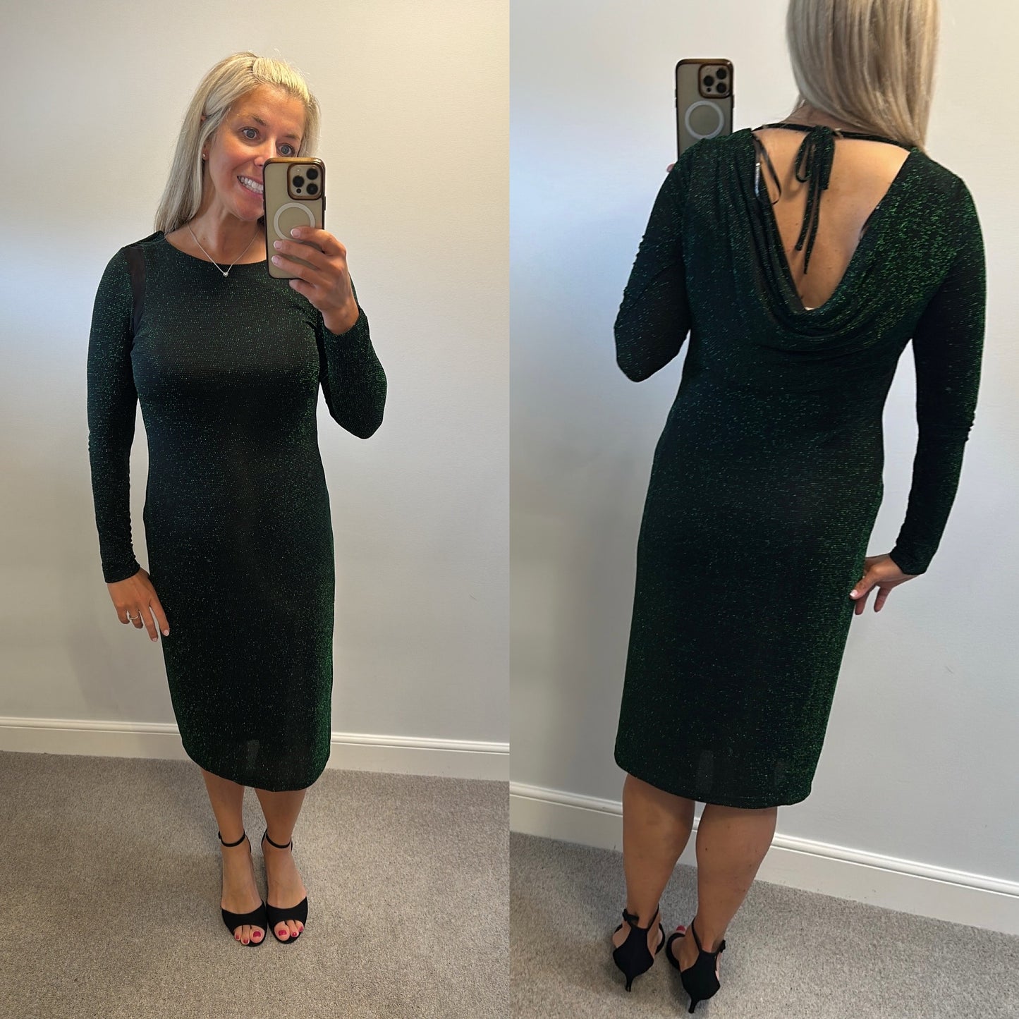 Star by Julien Macdonald green sparkly dress size 14