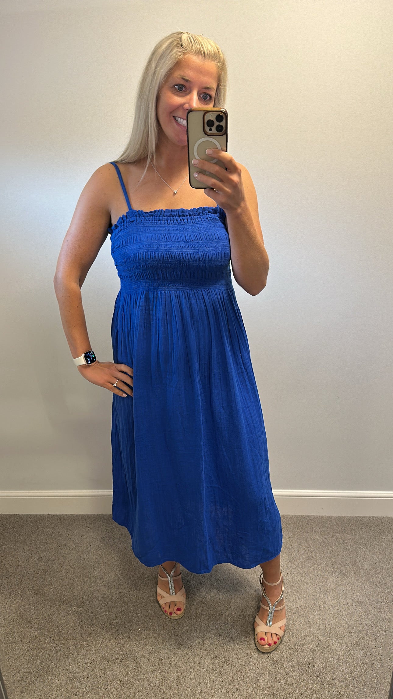 F&F blue summer dress size L fitting upto size 16