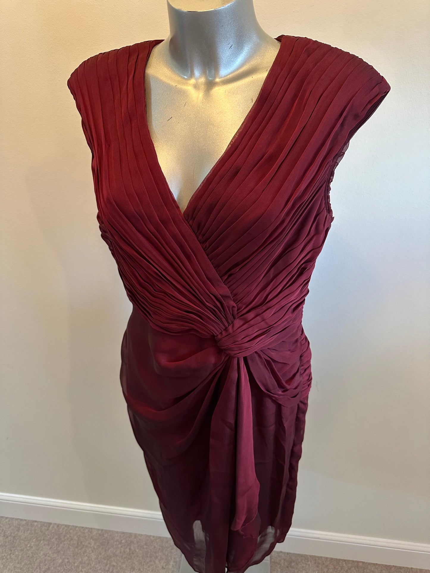 Adrianna Papell burgundy touched dress size 12