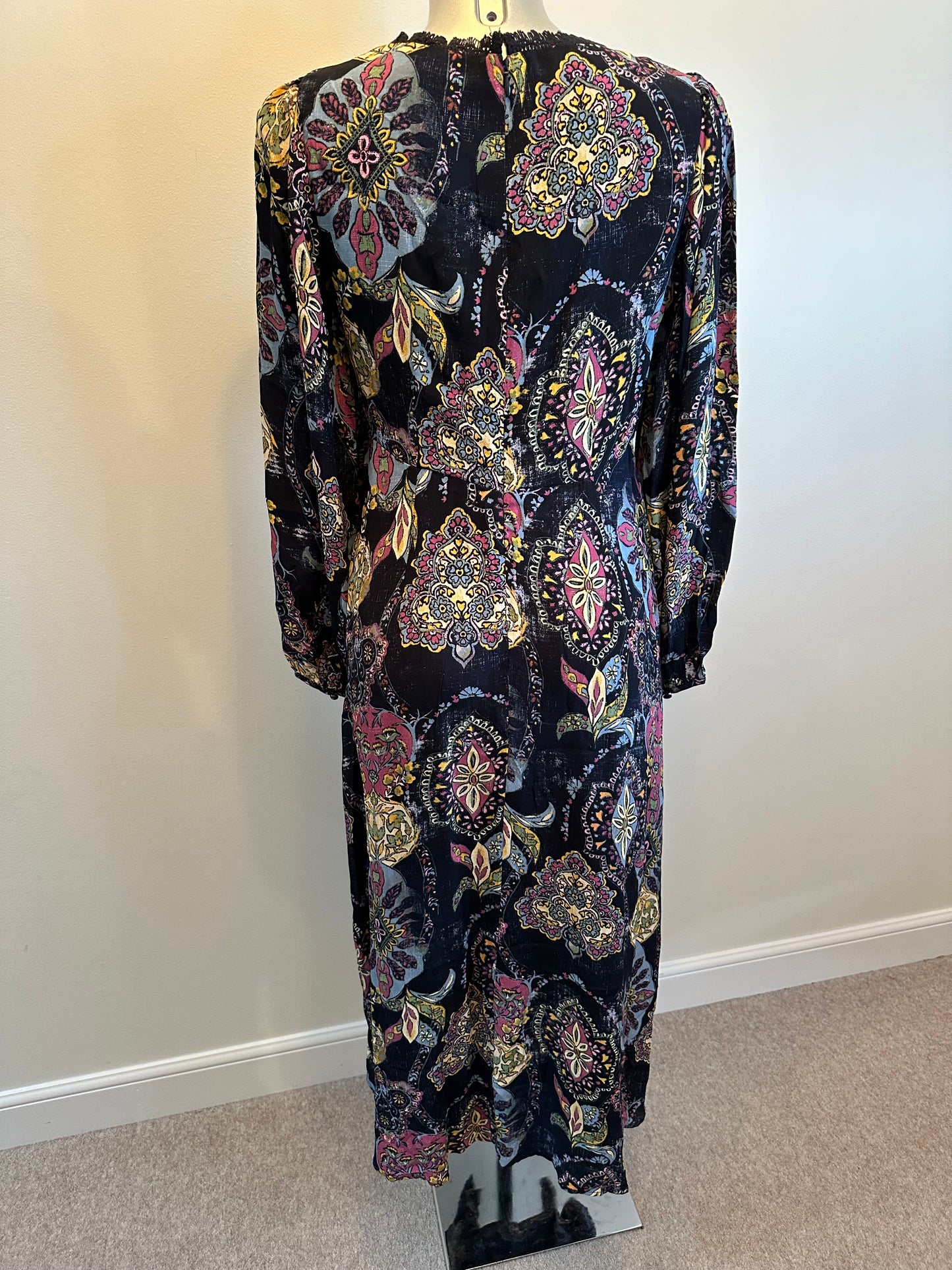 Monsoon paisley pattern navy dress size 12